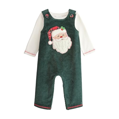 Mud Pie baby-boys Kids Christmas Santa Green Cord Longall Set