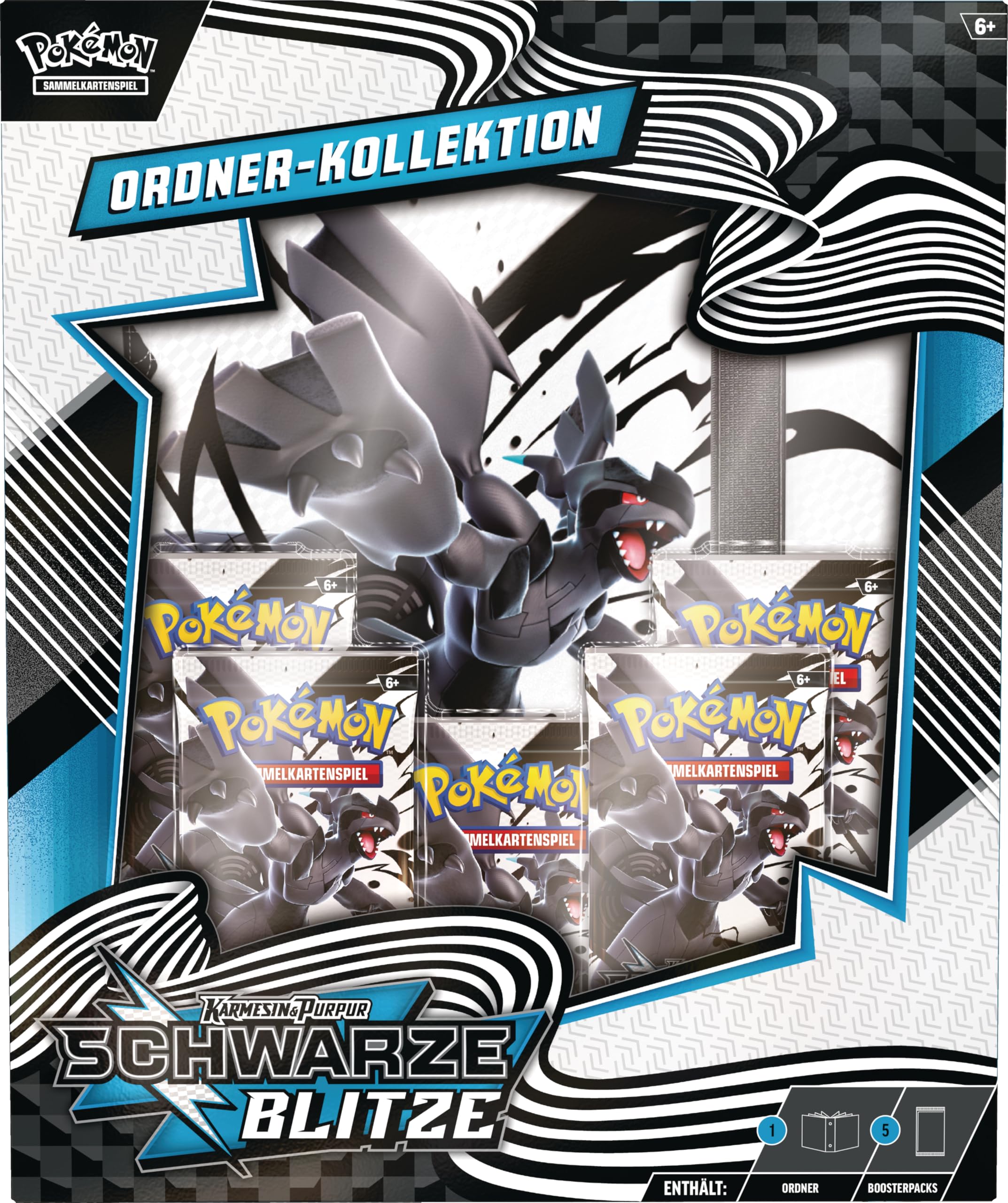 Pokémon-Sammelkartenspiel: Ordner-Kollektion Karmesin & Purpur – Schwarze Blitze (Zekrom-Ordner & 5 Boosterpacks)