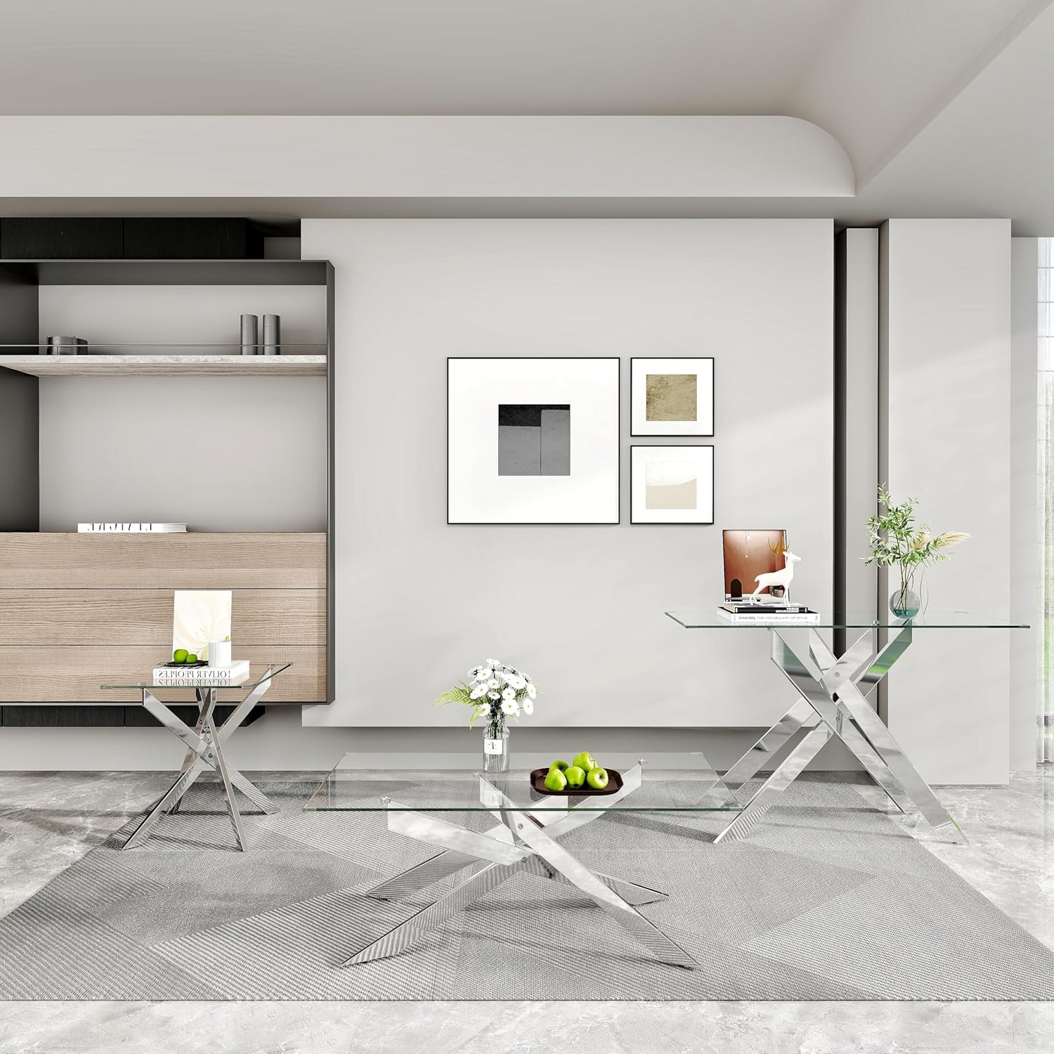 Rectangle Glass Coffee Table 50 Inch with Tempered Glass Top and Metal Tubular Legs, Modern Living Room Table for Home Office, Gold