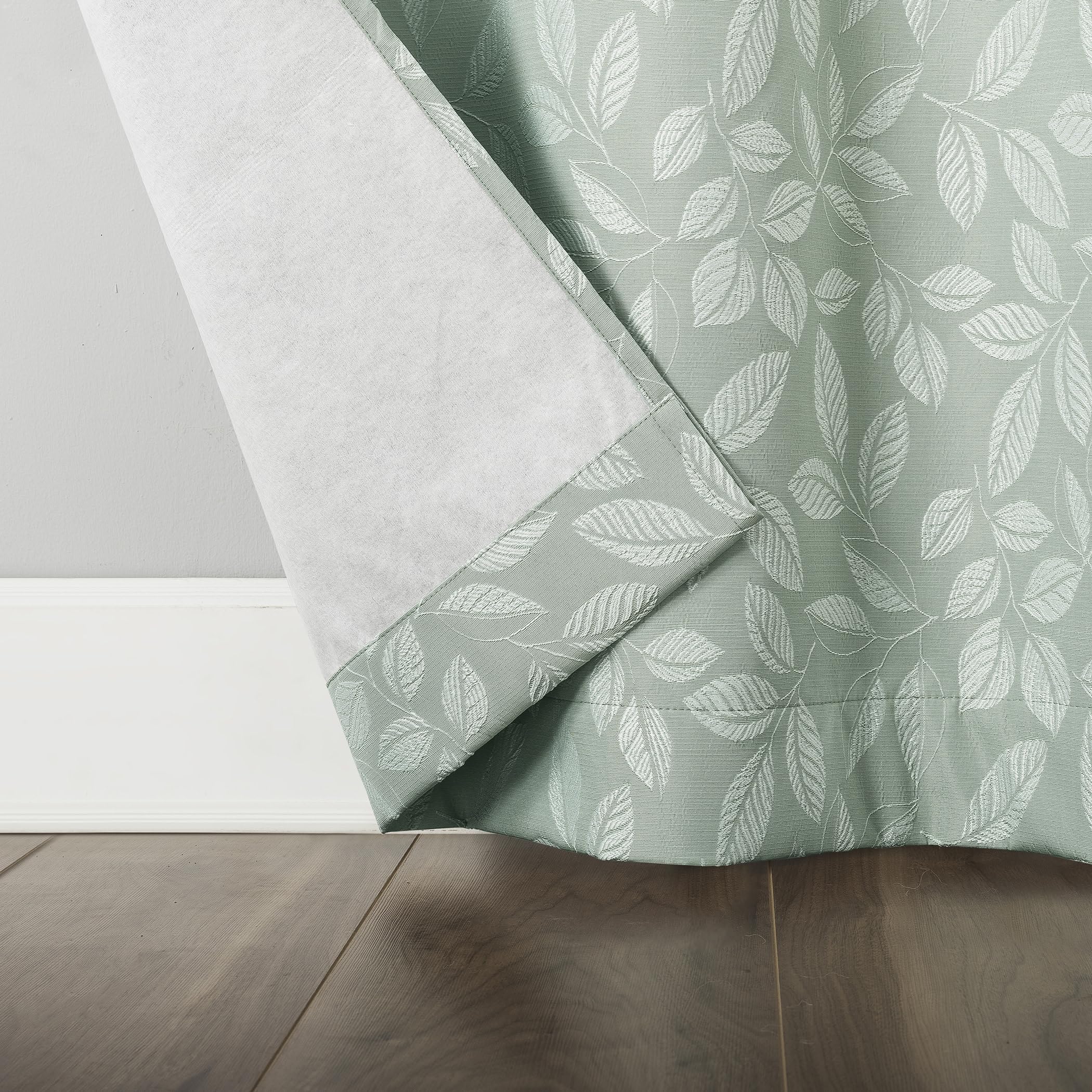 Sun Zero Satti Embroidered Leaf 100% Blackout Grommet Curtain Panel, 40" x 96", Sage Green, W 40" x L 96" (1 Panels) - Image 4