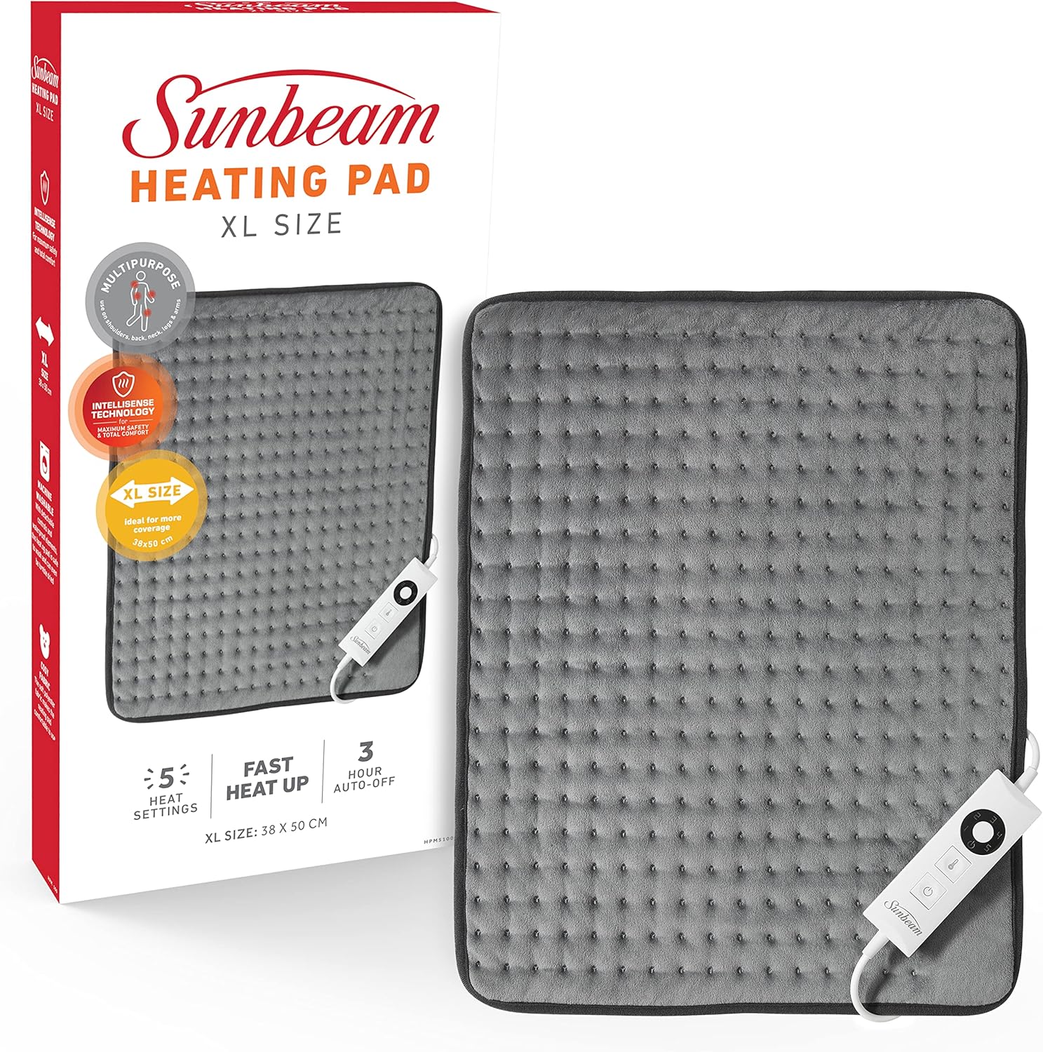 Sunbeam Multipurpose Electric Heating Pad XL 38x50cm, Wide Coverage, 5