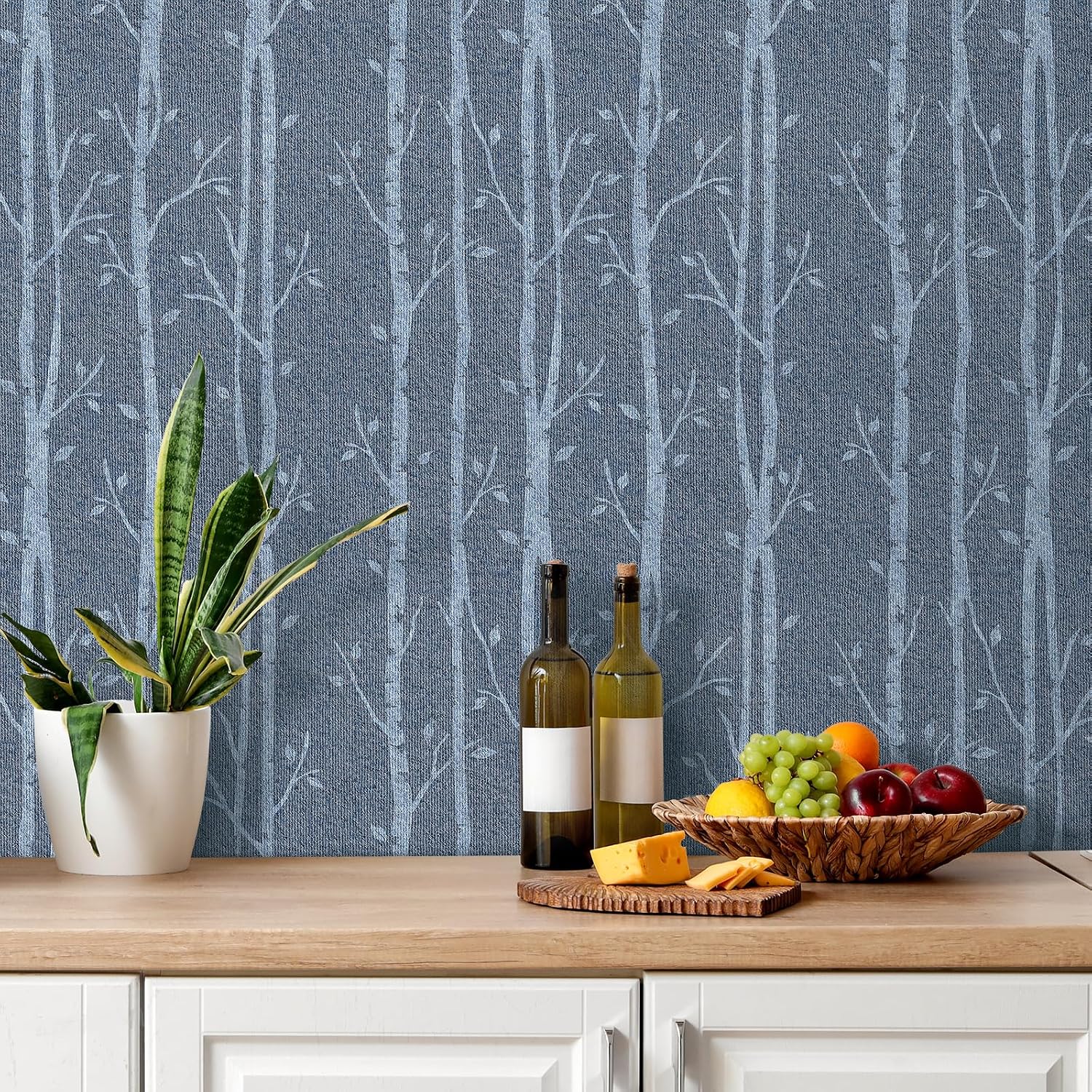 Livelynine 17.5x276 Tree Peel and Stick Wallpaper Branches Mural Navy Blue Wall Paper for Bedroom Accent Wall Nursery Boys Room Abstract Midnight Indigo Vintage Dark Blue Contact Paper Removable