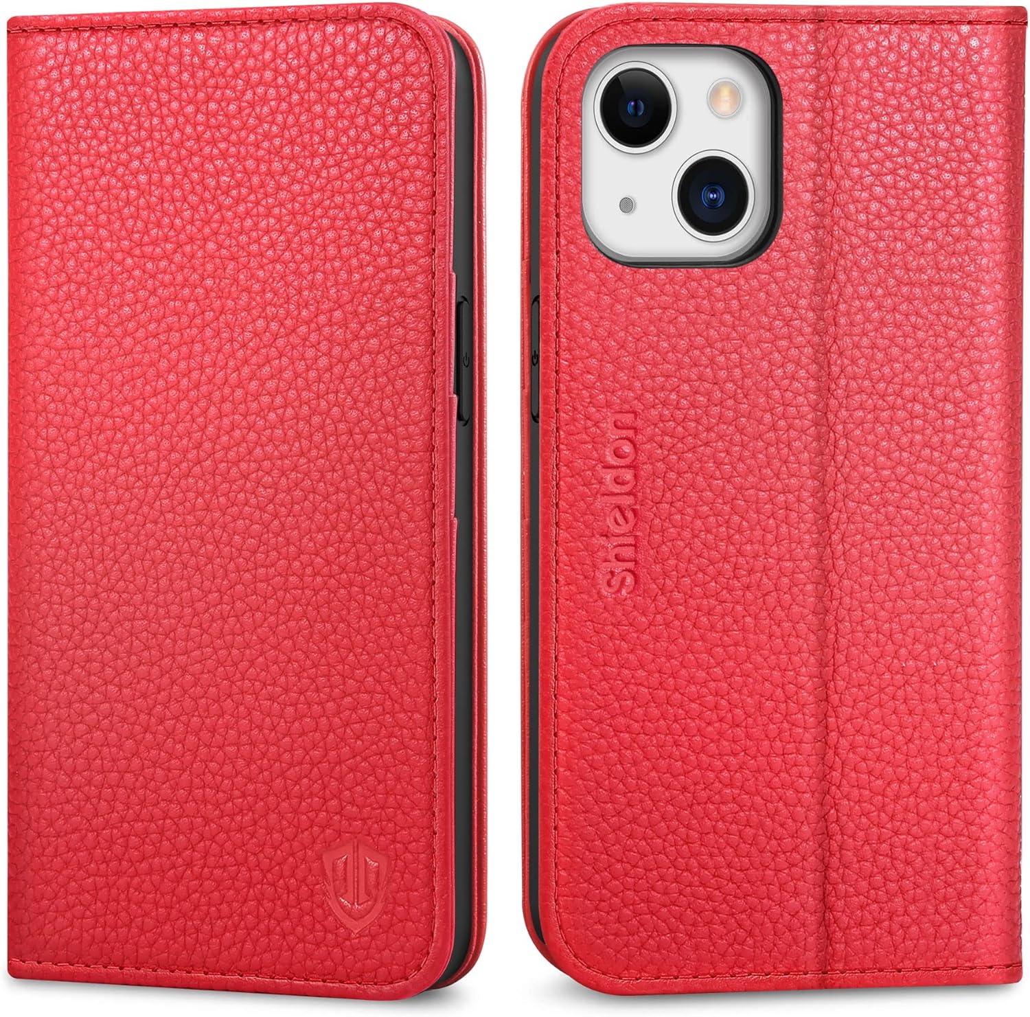 SHIELDON Case for iPhone 13 5G, Genuine Leather Full Grain iPhone 13