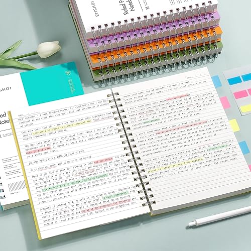 Miniatura 6 de EMSHOI Cuaderno de espiral B5 con rayas universitarias, tamaño grande de 7.48 x 10.15 pulgadas, 300 páginas150 hojas, papel grueso de 3.53 ozm, tapa