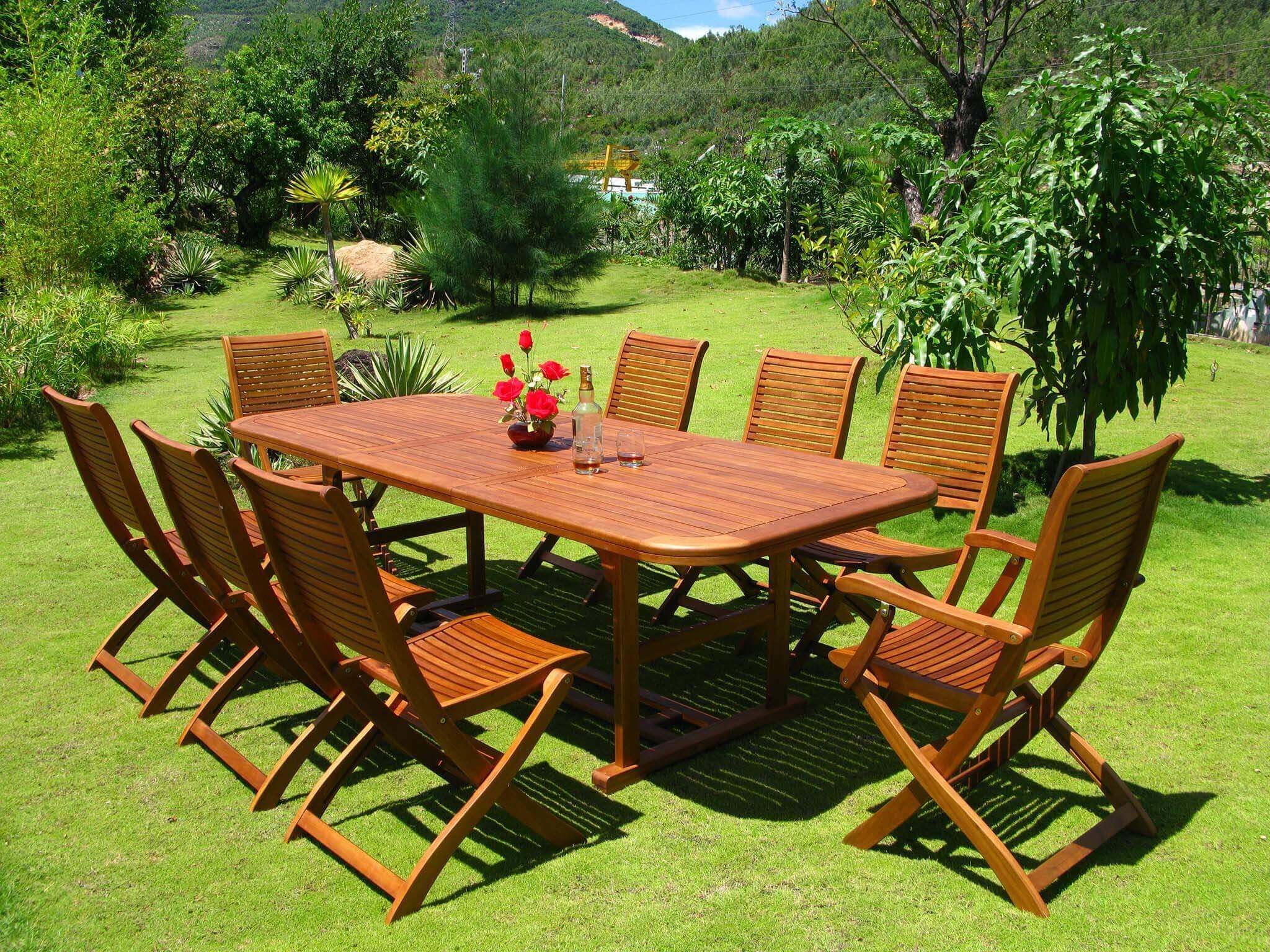 milani home Tavolo Rettangolare Allungabile in Legno di Acacia 180/240 X 100 per Esterno Giardino Portico Ristorante Bar Hotel Albergo