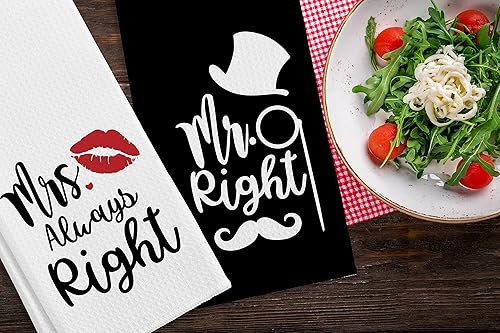 Miniatura 2 de QIYUHOY Mr. Right Mrs. Always Right - Toallas de baño de 16 x 24 pulgadas, toallas de cocina modernas de algodón, toalla de mano de saco de harina
