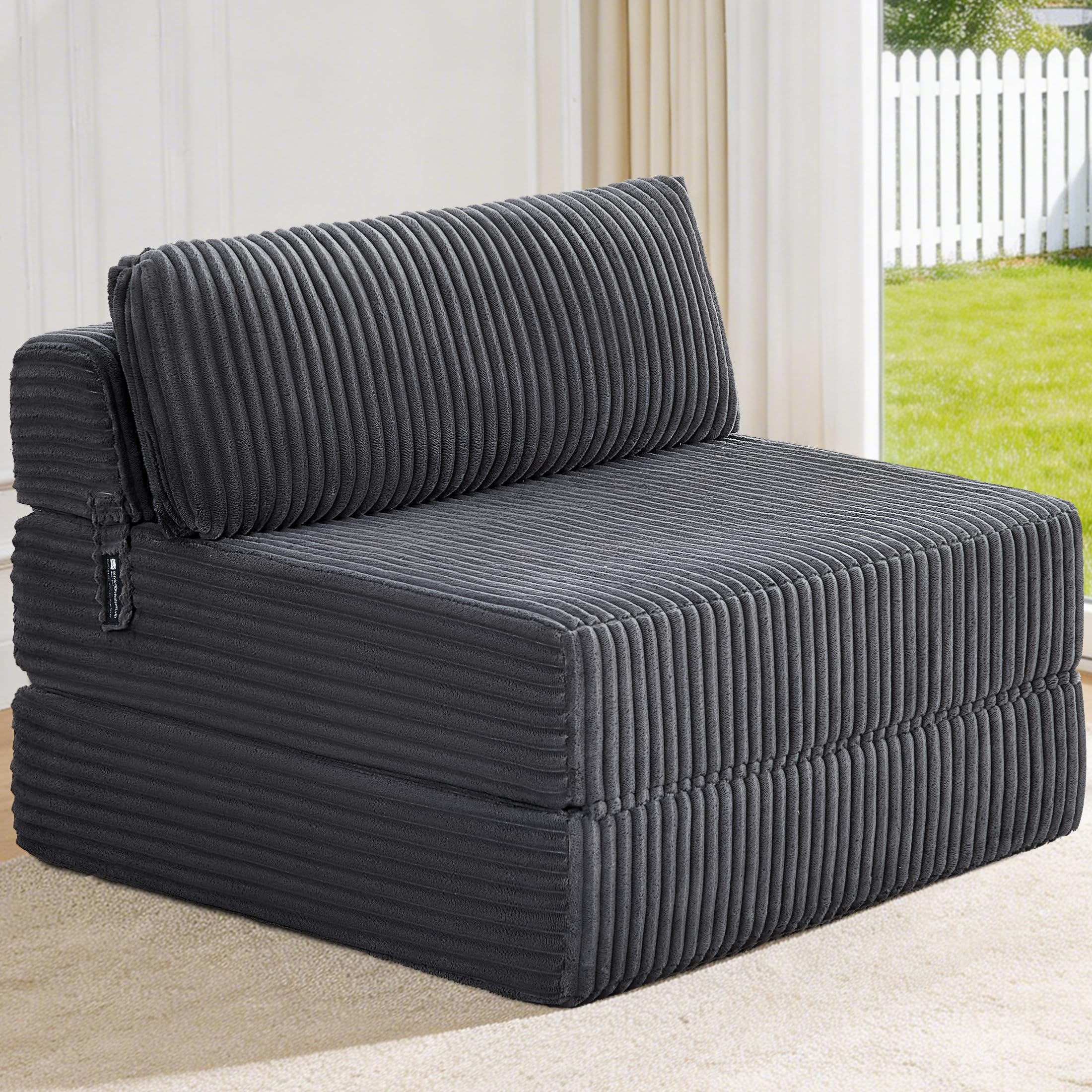 Folding Sofa Bed Convertible 4 in 1 Sleeper Chair Gray Twin XL