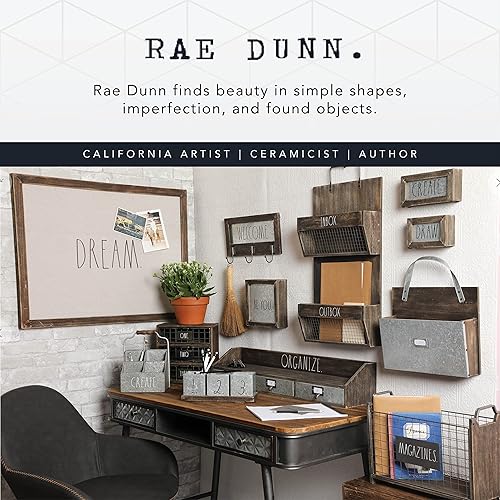 Miniatura 6 de Rae Dunn Soporte para cartas de escritorio, organizador de mesa con 2 compartimentos, acero galvanizado y madera maciza, elegante y elegante,
