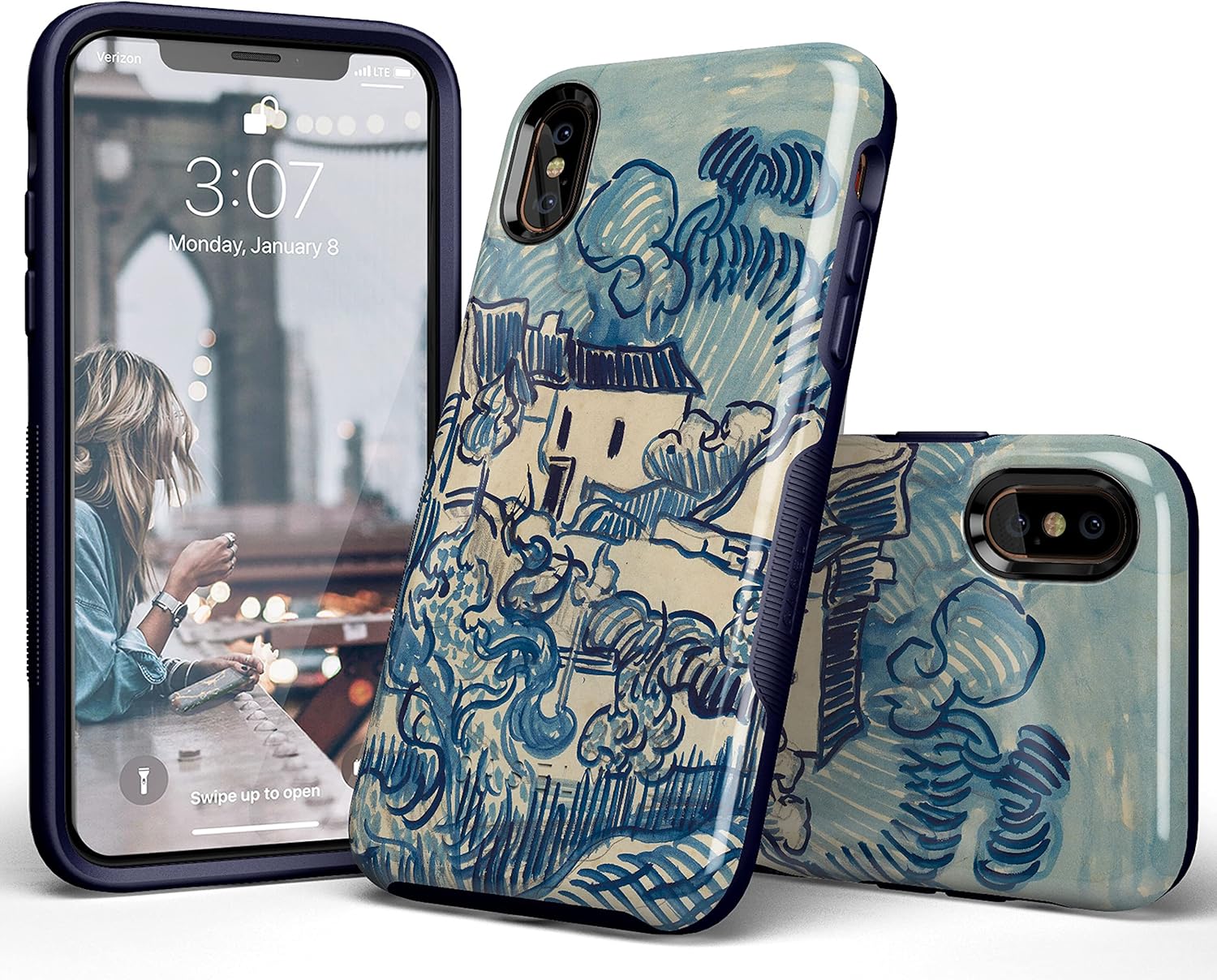Casely iPhone Xs Max Case | Van Gogh | Landscape with Houses | Bold Protective Design