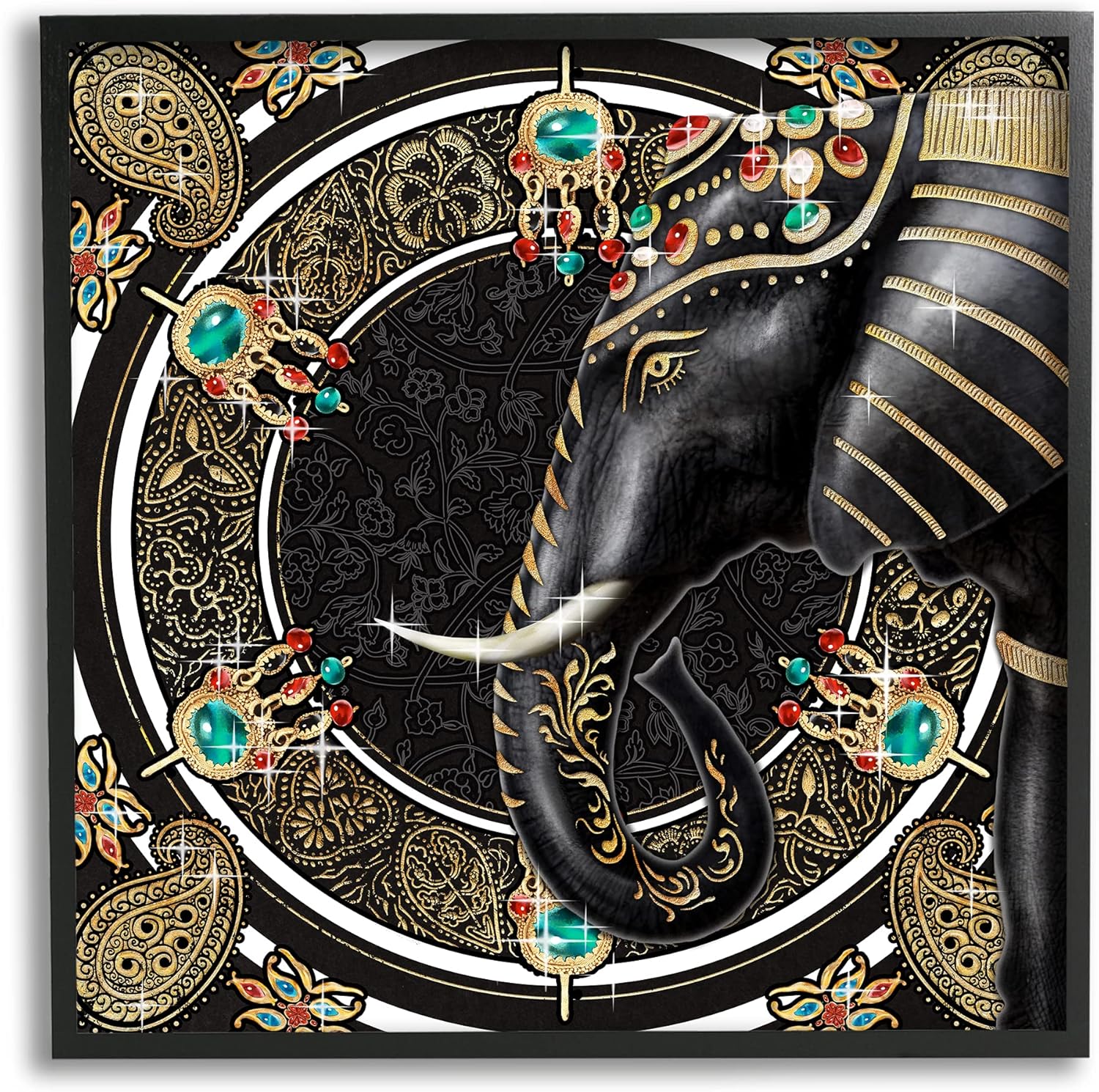 Stupell Industries Glam Elephant Regal Jewelry Paisley Pattern