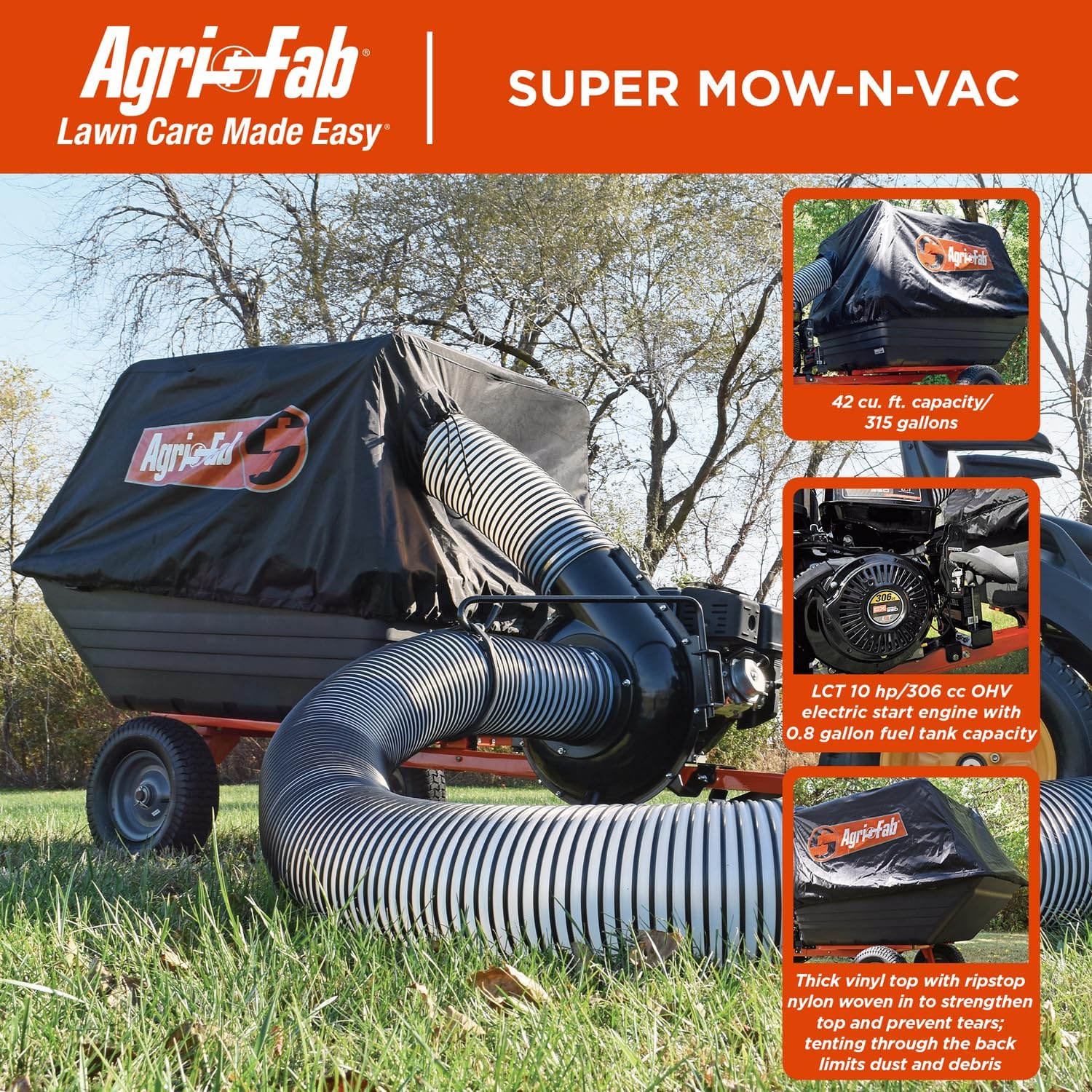 Agri-Fab 45-0551 42 cu.ft. Capacity Super Vac Collection System (315 Gallon); 8" Diameter Hose