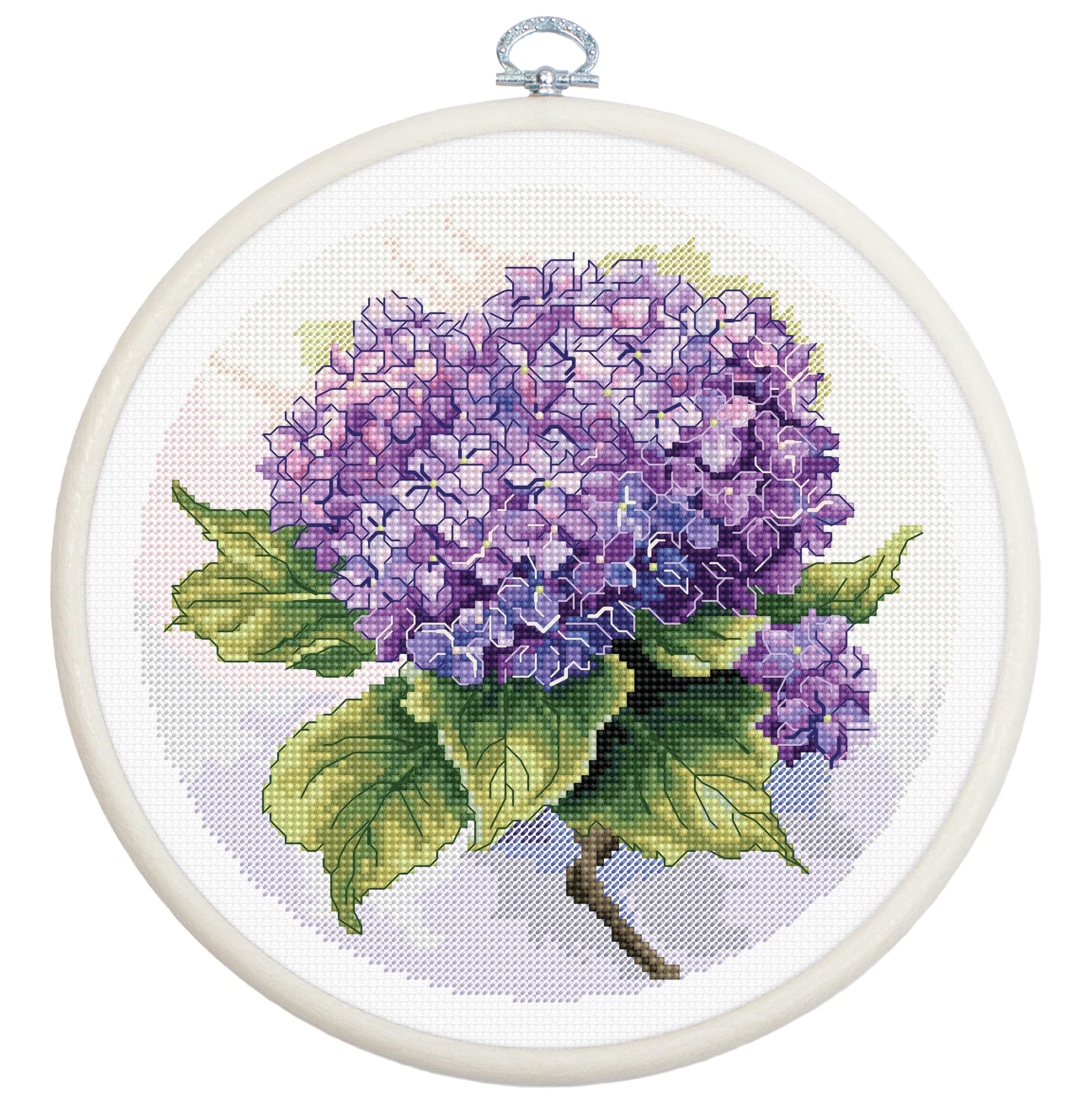 Luca-S Cross Stitch Kit with Hoop Included Hydrangea, BC225, 6.81 x 6.75 in or 17 x 17 cm