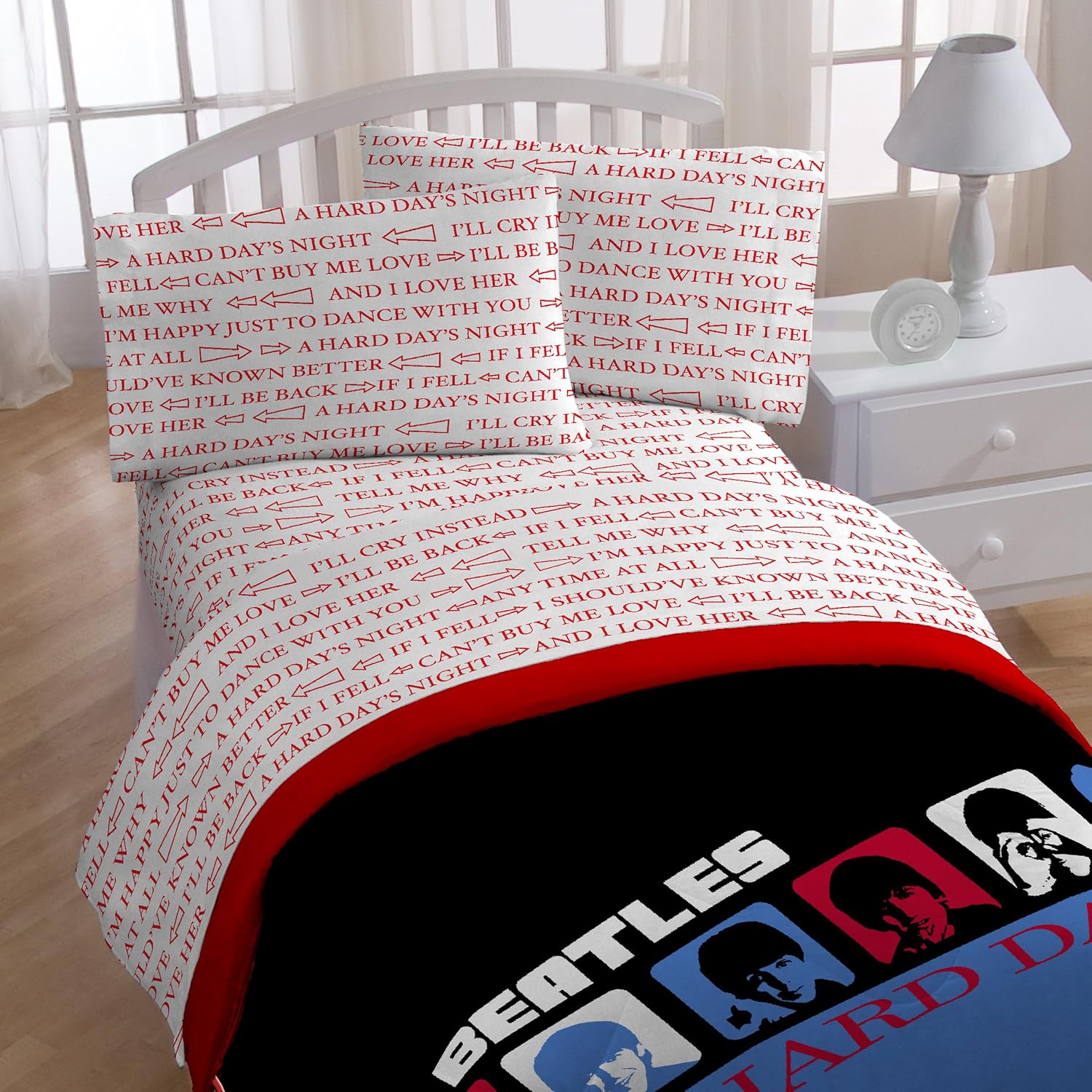 Bravado Beatles 'Hard Days Night' Microfiber 4 Piece Full Sheet Set