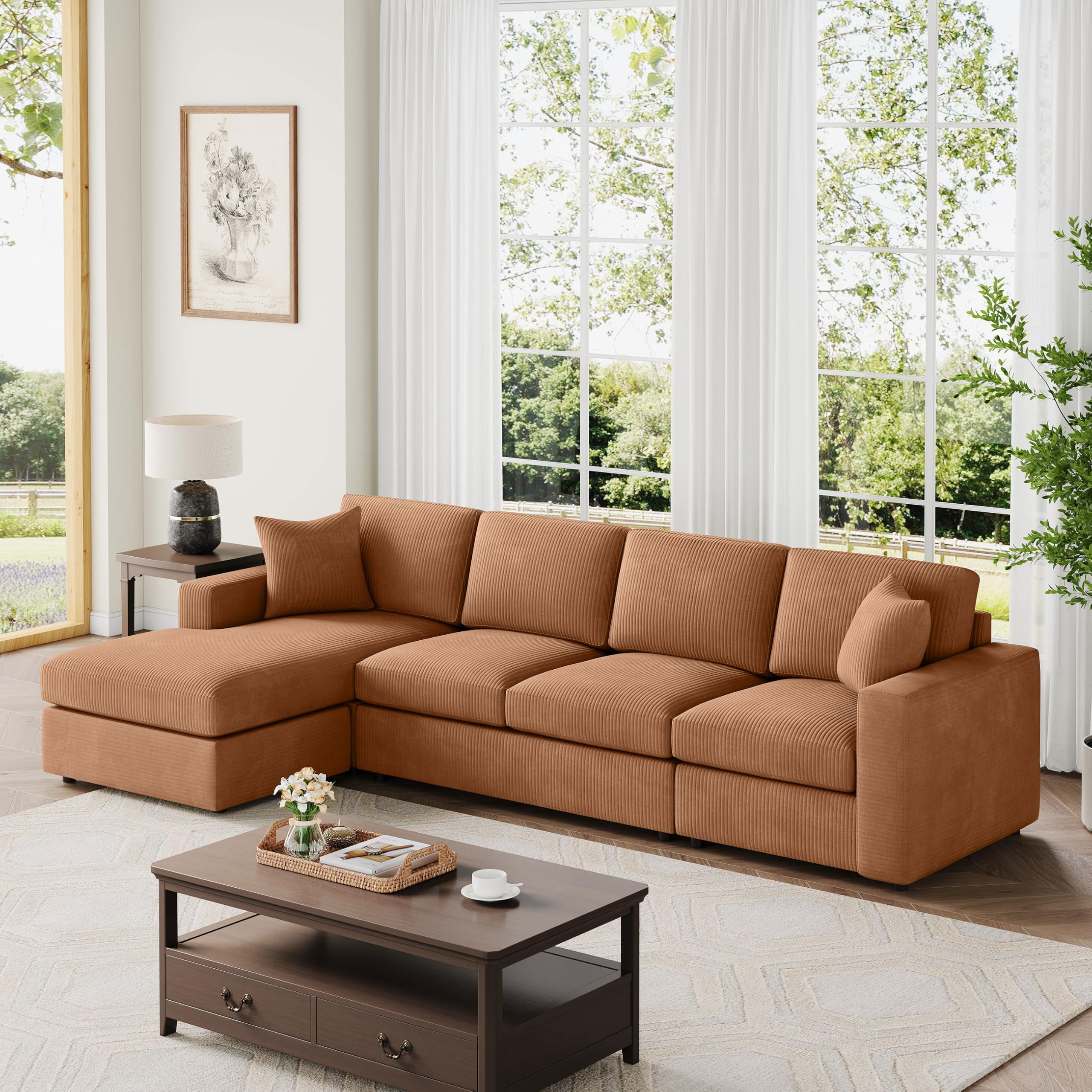 Amazon.com: VANOMi 119" Sectional Sofa with Reversible Chaise Lounge ...