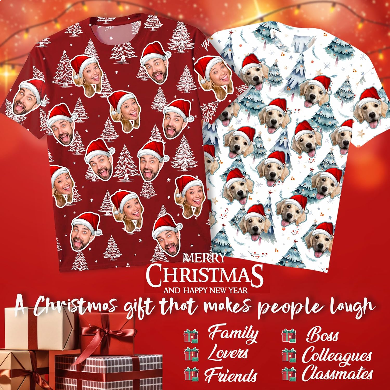 Ugly Christmas Shirts Custom Funny T-Shirts with Photo for Women Men Ugly Sweatshirt Party Christmas Outfit - Image 6