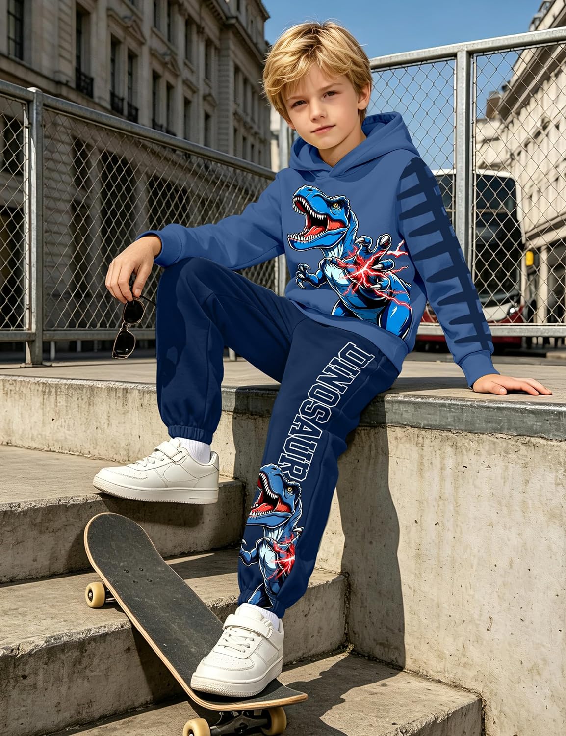 BAVADER Toddler Boy Clothes 3-7t Dino Hoodies Pants Set Fall Winter Outfits