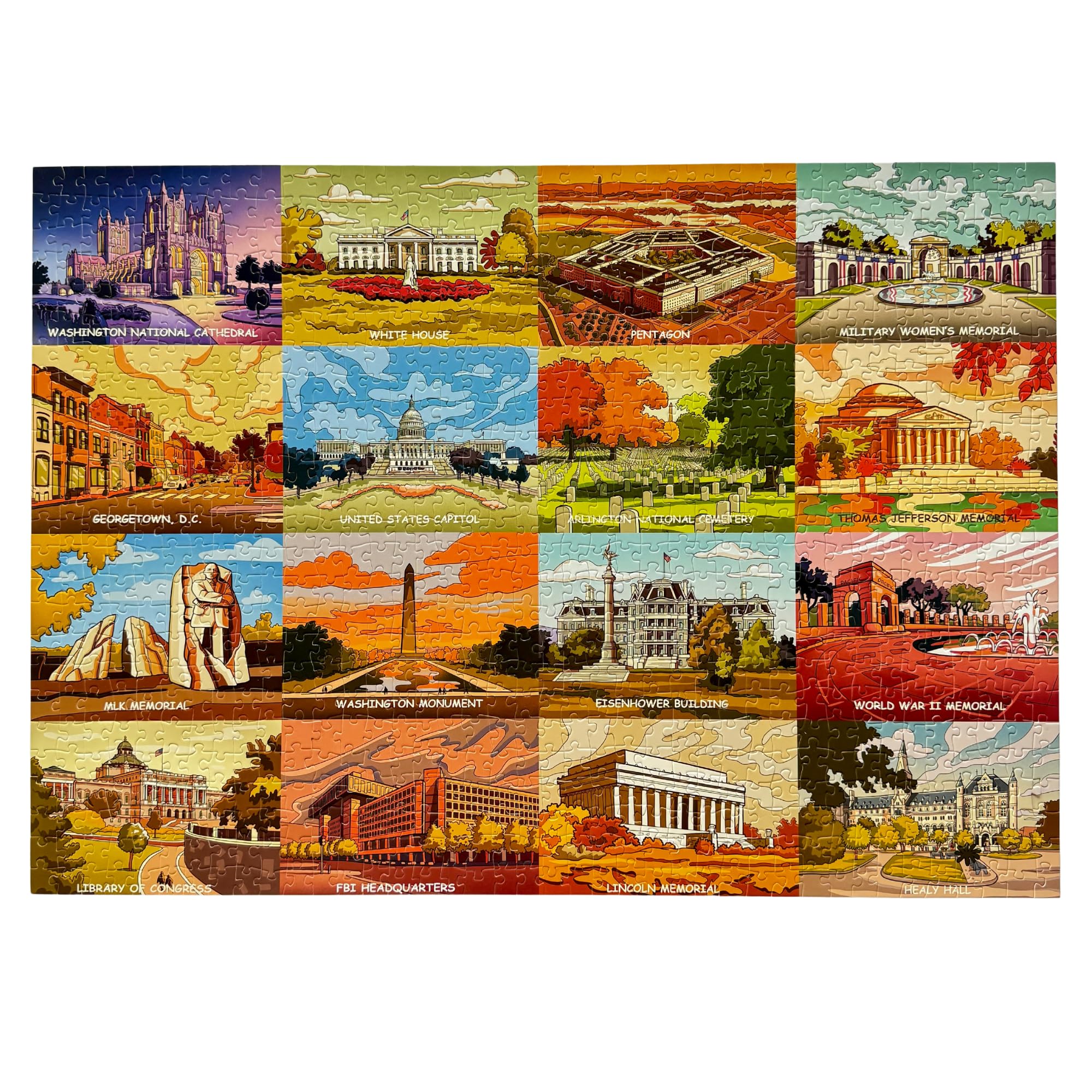 1000 Piece Puzzle for Adults – Washington DC Landmarks | Colorful Jigsaw Puzzle | Large 28 x 20 Inch