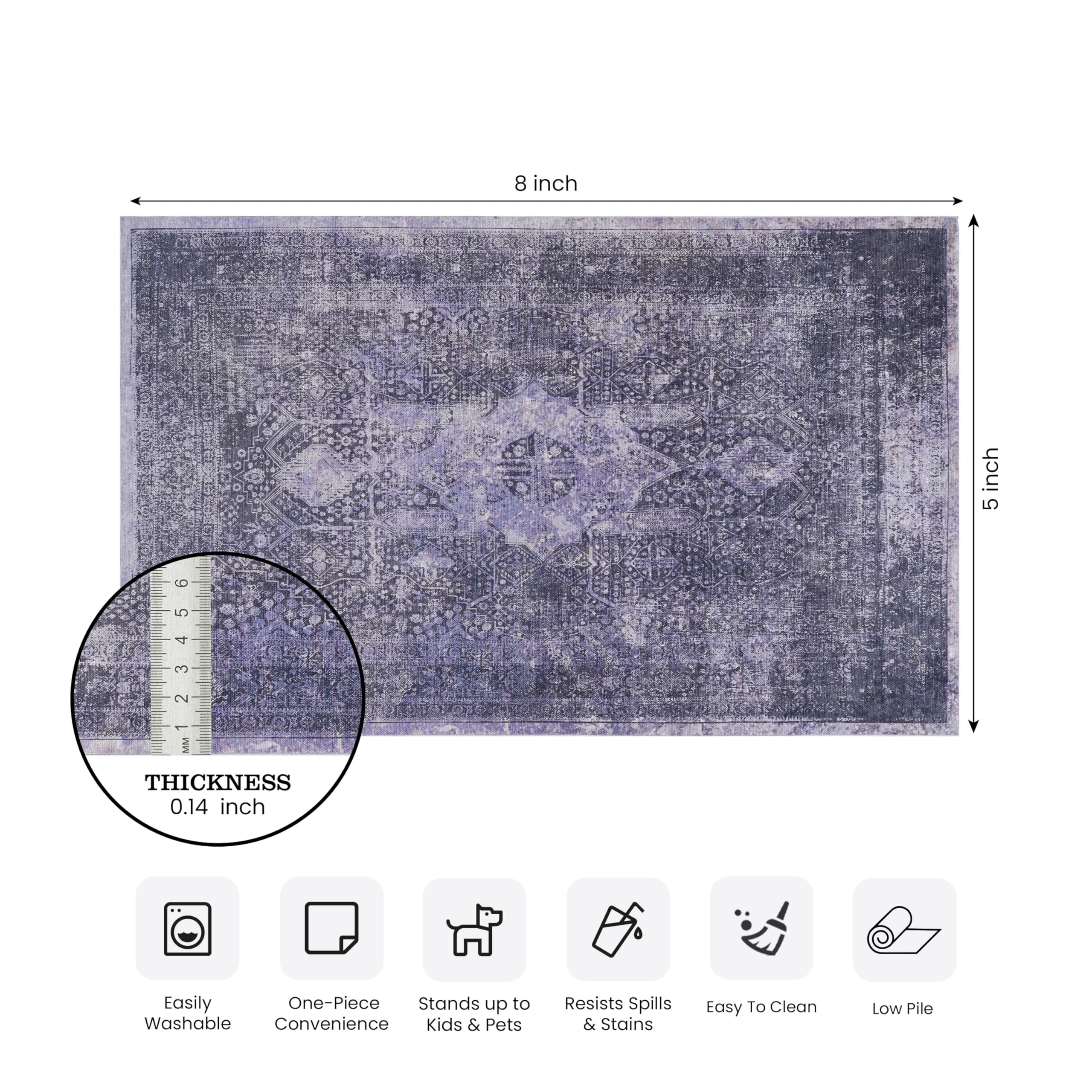 NAAR 5X8 Area Rugs for Bedroom, Washable Rug, Low-Pile, Non-Slip, Non-Shedding, Foldable, Kid & Pet Friendly - Area Rugs for Living Room, Bedroom, Kitchen, Dining Room Rug, (Anthracite, 5' X 8')