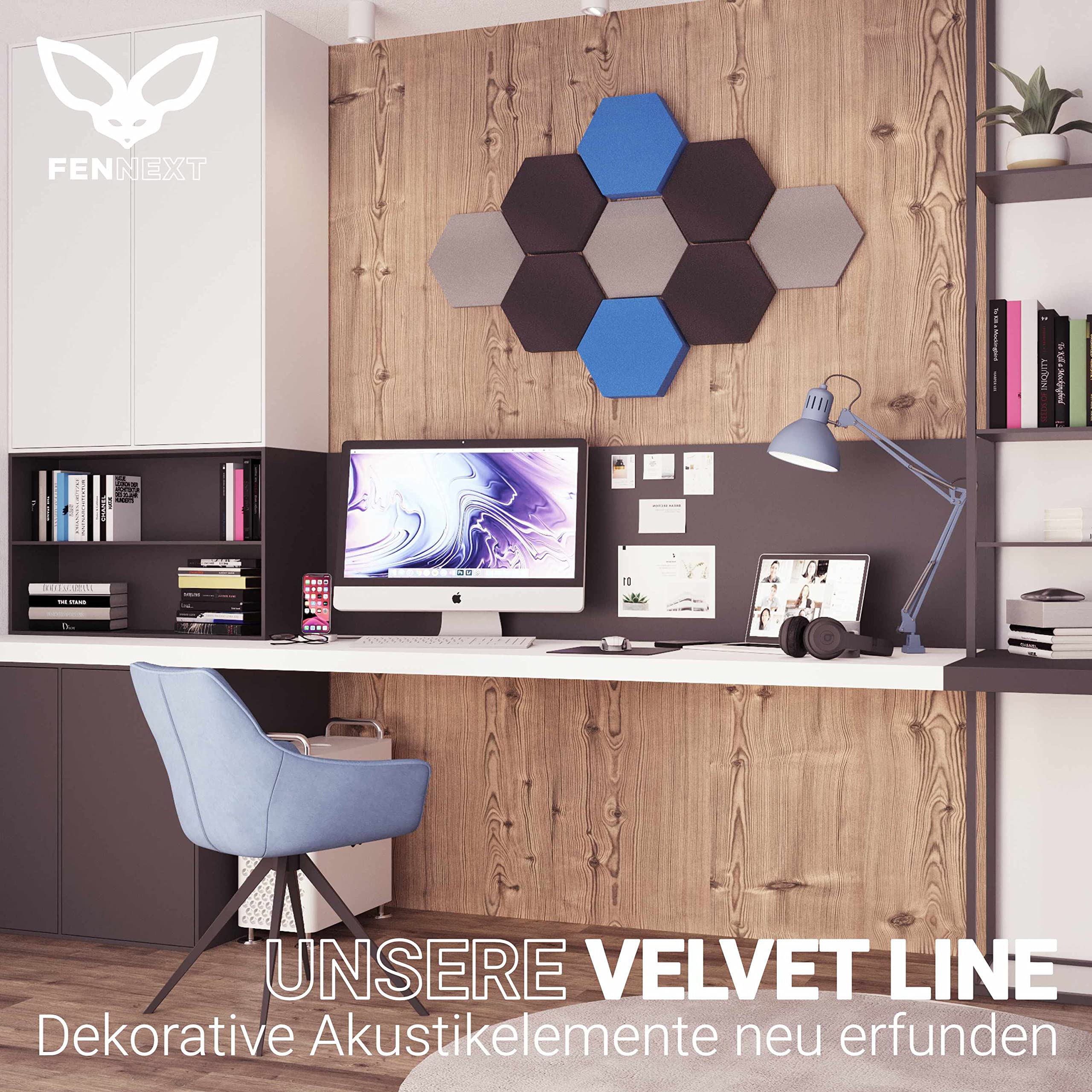 Schallabsorber Wand Paneele [9 Stk.] für spürbar reduzierte Geräusche I Modernes Akustikbild aus Hexagon Akustikplatten I Unbedenkliche Akustikpaneele hergestellt in der EU I 3D Panels