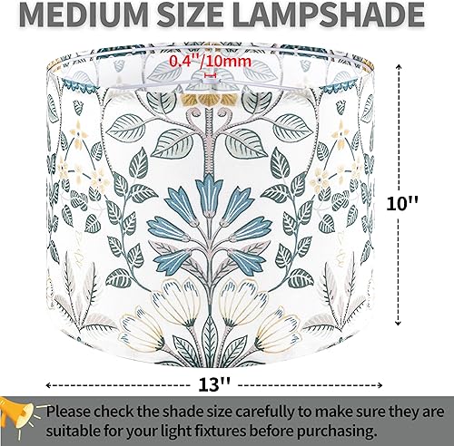 Vista 2 de GOSO 2pcs Medium Lampshade Polyester Fiber Printing Plants Drum Lamp Shade For TableLamp,Floor Lamps,Diy Pendant Light,Wall Hanging,Spider Fitter 13