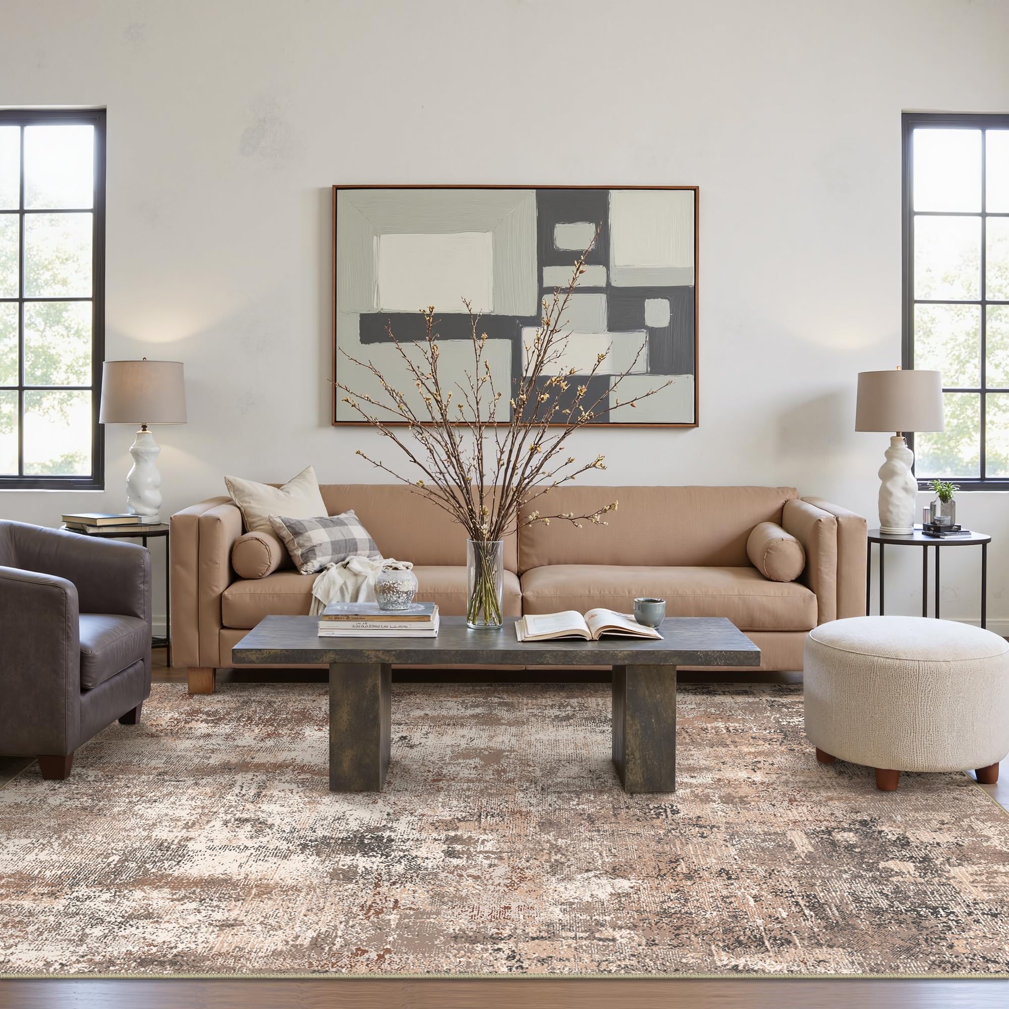 BEIMO Waschbarer Teppich Wohnzimmer, Abstrakt Design Teppich Schlafzimmer Kurzflor, Groß Teppiche rutschfest Weiche für Badezimmer Esszimmer Flur