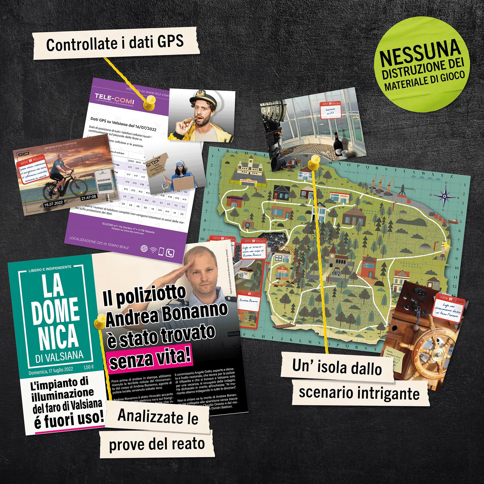Hidden Games Luogo del Reato – L'isola dei misteri – Gioco investigativo, tipo Escape Room da tavolo, giochi nascosti, risolvi un caso, gioco detective, caso da risolvere