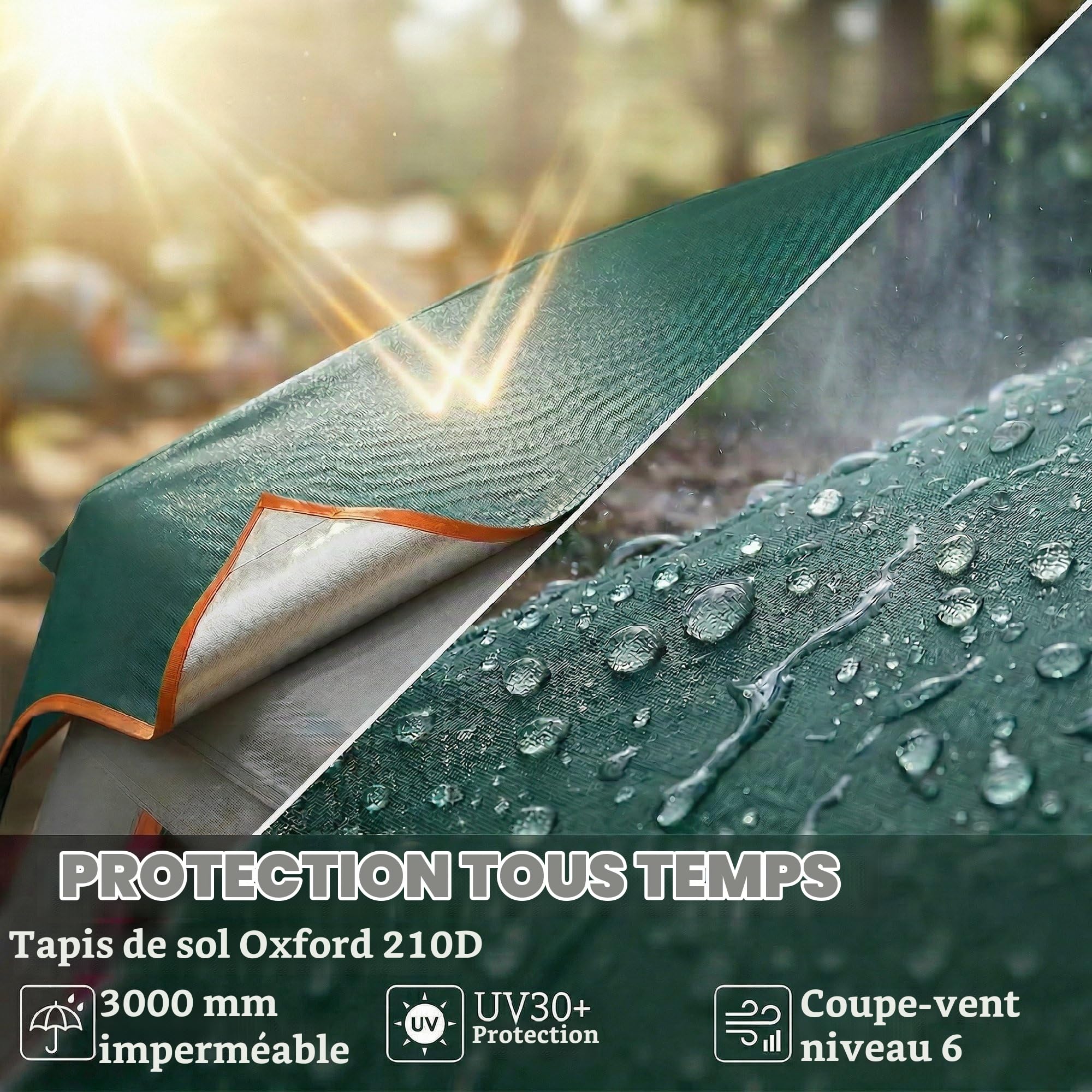 Outsunny Tente Montage Facile 4-6 pers. 3000mm imperméable UV30+ Vert