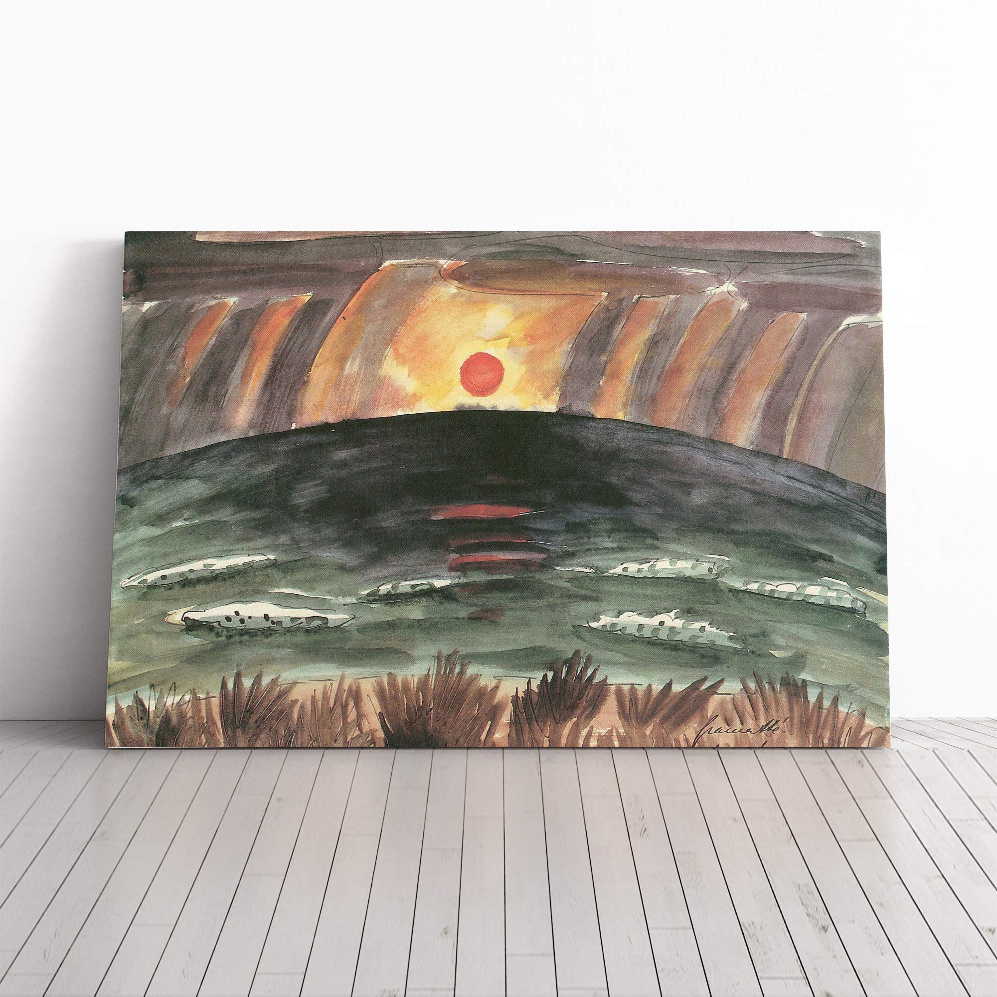 Walter Gramatte Sunset Canvas Print | Gallery Wrapped 30mm Frame Wall Art | 24x16 inches | Ready to Hang | Modern Landscape Picture | Living Room Bedroom Lounge Office