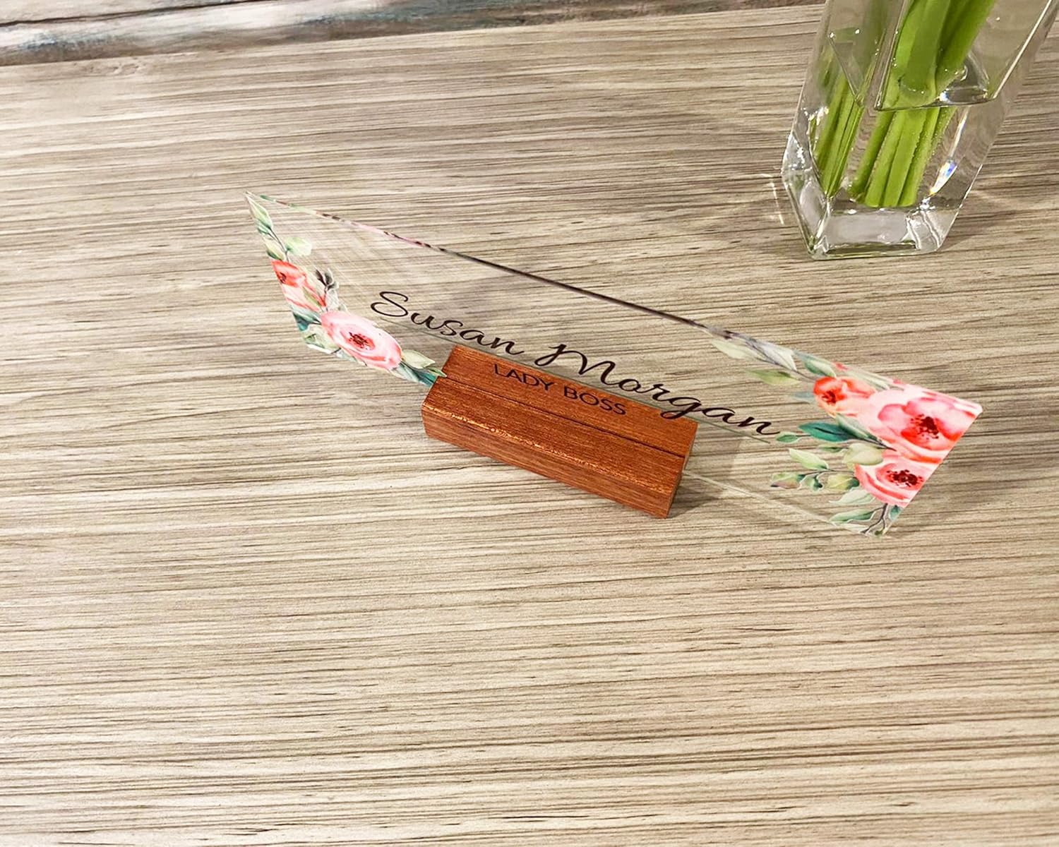 Personalized Name Plate for Desk Nameplate Sign Modern Office Business Decor Executive Desk Name Plate Desk Name Sign colordful Flower Floral