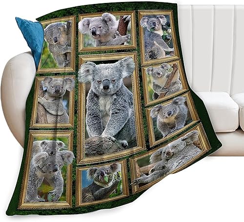 Miniatura 6 de Linda manta de koala cálida y acogedora manta de forro polar de koala de animales salvajes, manta decorativa de felpa ultra suave y ligera para