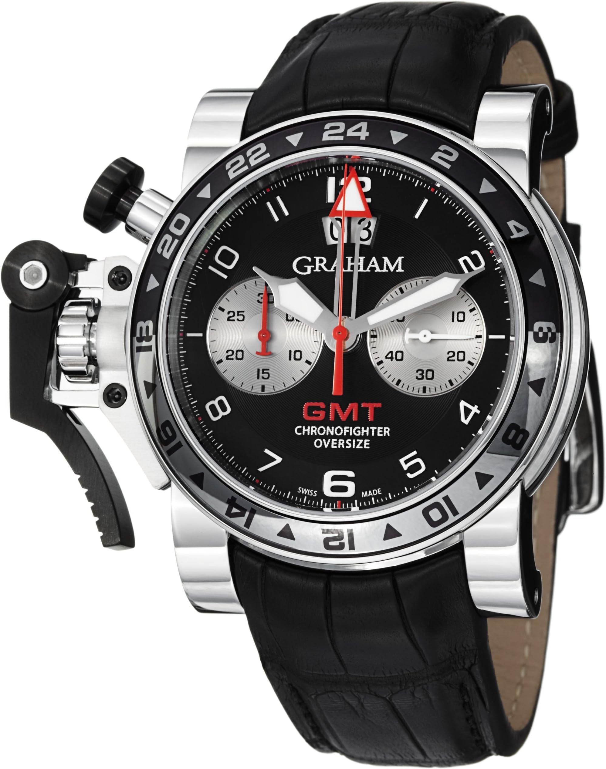 Graham Chronofighter Oversize GMT Men's Automatic Leather Strap Watch 2OVGS.B39A