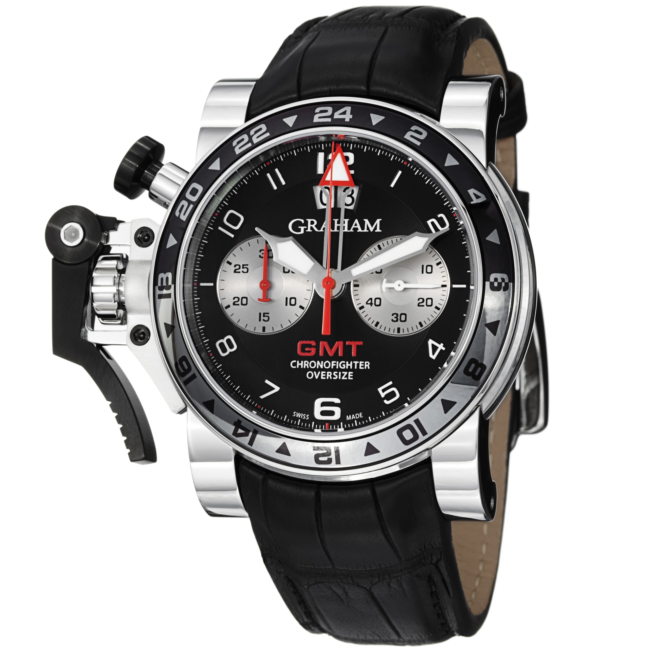 Graham Chronofighter Oversize GMT Men's Automatic Leather Strap Watch 2OVGS.B39A