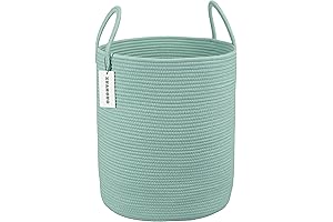 Colorful Woven Cotton Rope Laundry Basket Hamper