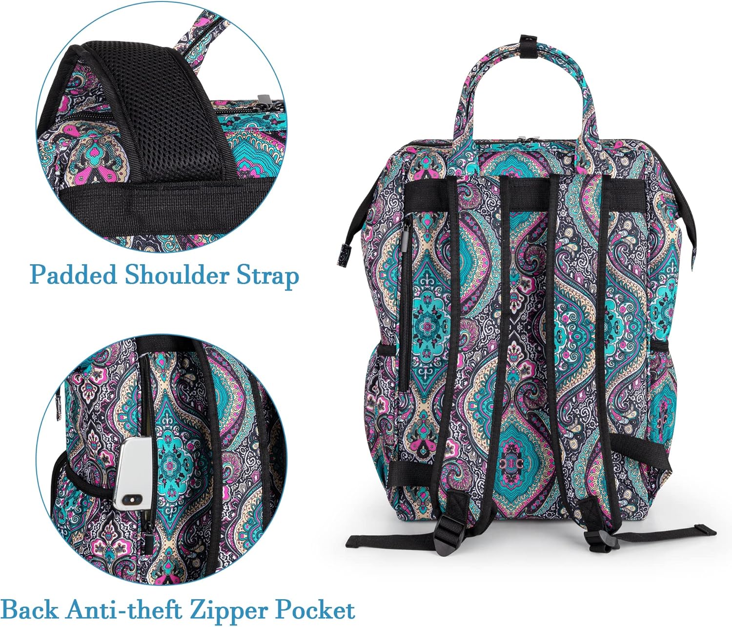 LoDrid Nurse Bag, Heavy Duty Nurse Work Backpack for Men & Women, Nurse Storage Backpack for Work with Steel Frame Top, 15.6" Laptop Layer, Zip-Top Closure & Inner Padded, Totem, Bag Only - Image 4