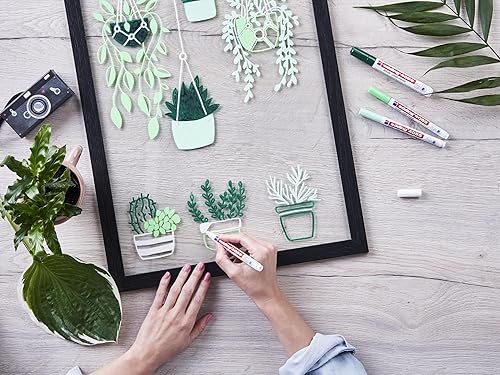 Miniatura 5 de edding 4085 marcador de tiza - verde neón - 1 bolígrafo de tiza - punta redonda de 0.039-0.079 in - pluma de limpieza húmeda de punta fina para