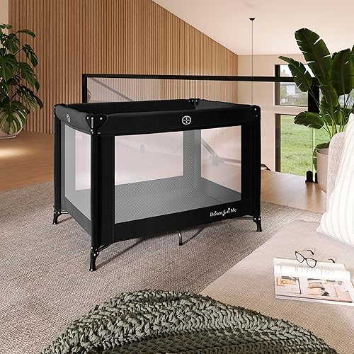 Miniatura 2 de Dream On Me Nest Corral portátil en negro con bolsa de transporte y correa para el hombro, corral portátil para bebé liviano, empacable y de fácil