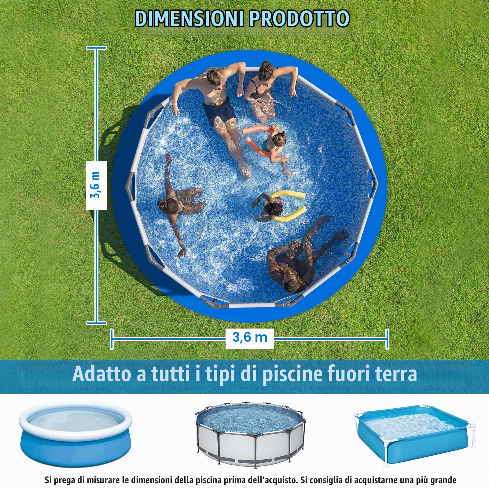 Tappetini per Piscina Fuori Terra, Panno di Terra rotondo Pieghevole Impermeabile, Telo da Terra per Piscina Pieghevole Impermeabile, Protezione del Pavimento della Piscina