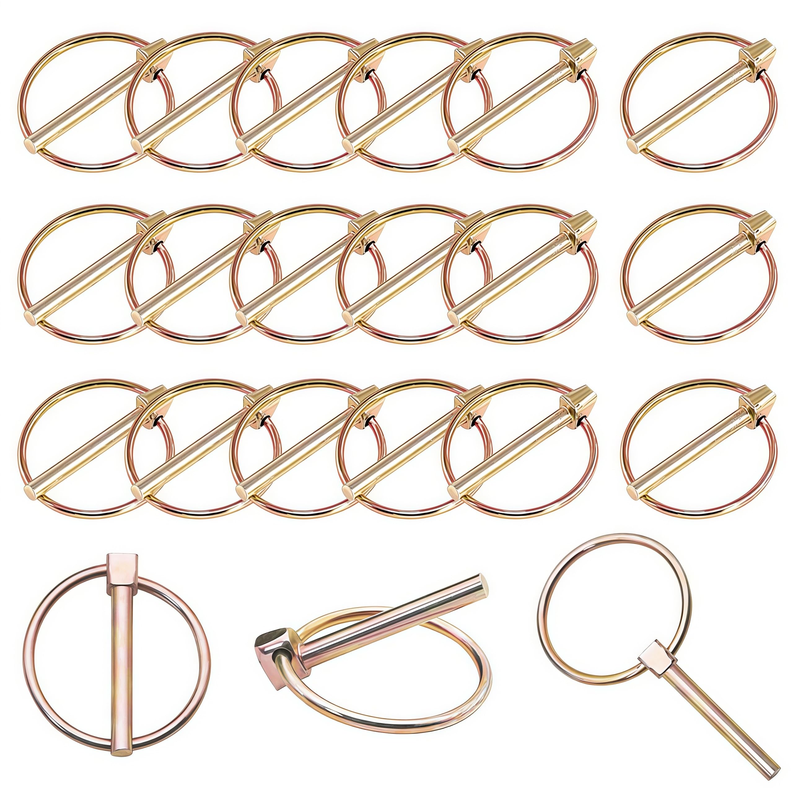 Mostantu 15Pcs 3/16” x 1-7/16” Heavy Duty Lynch Pin with Ring, Round Linch Pins Lock Pin Clips for Farm Tractors, Trucks, Trailers, Mowers (3/16”x 1-7/16”)
