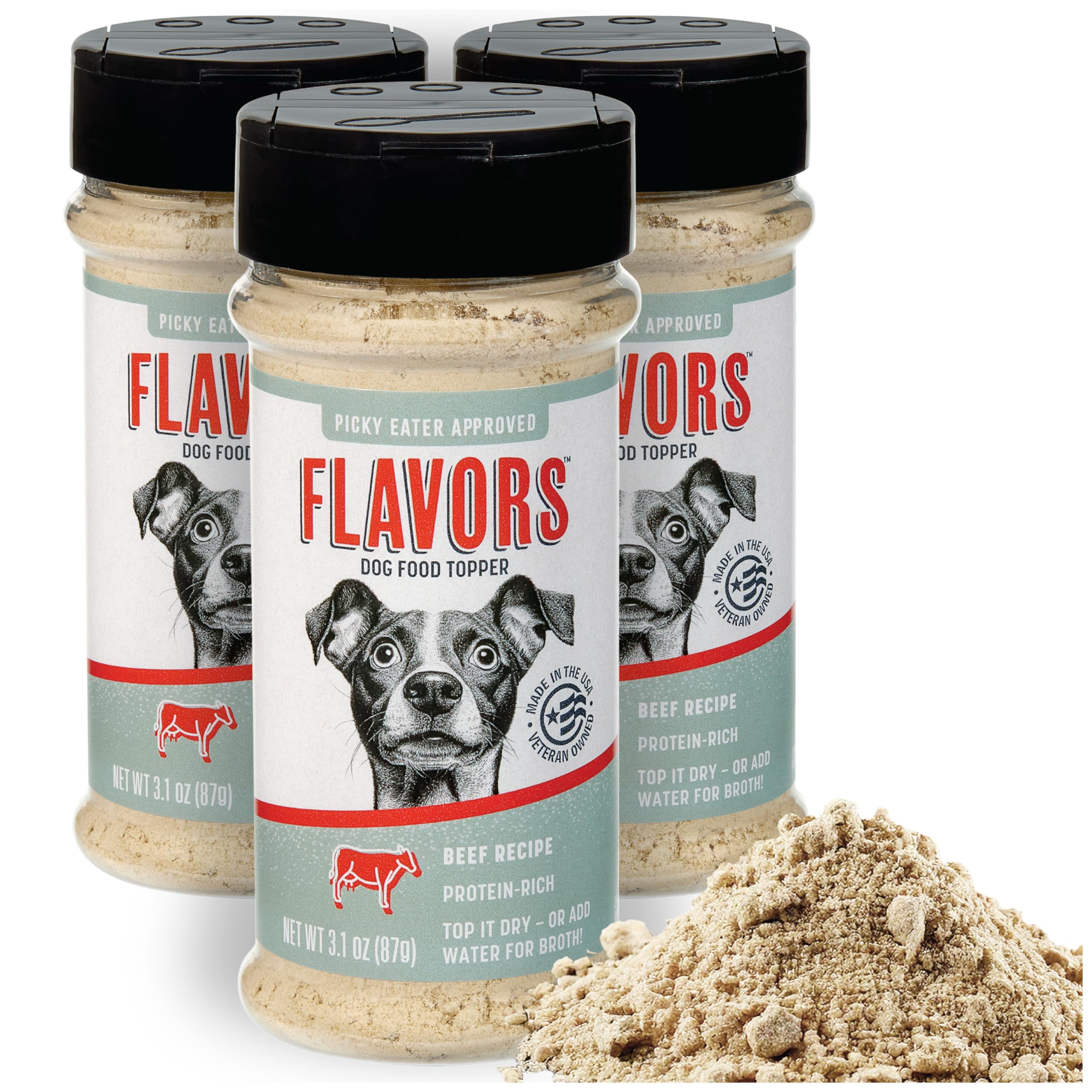 BEAUMONT BASICS Flavors Dog Food Topper, Freeze-Dried, Grain-Free, (3 Pack), 3.1 oz - Beef Recipe