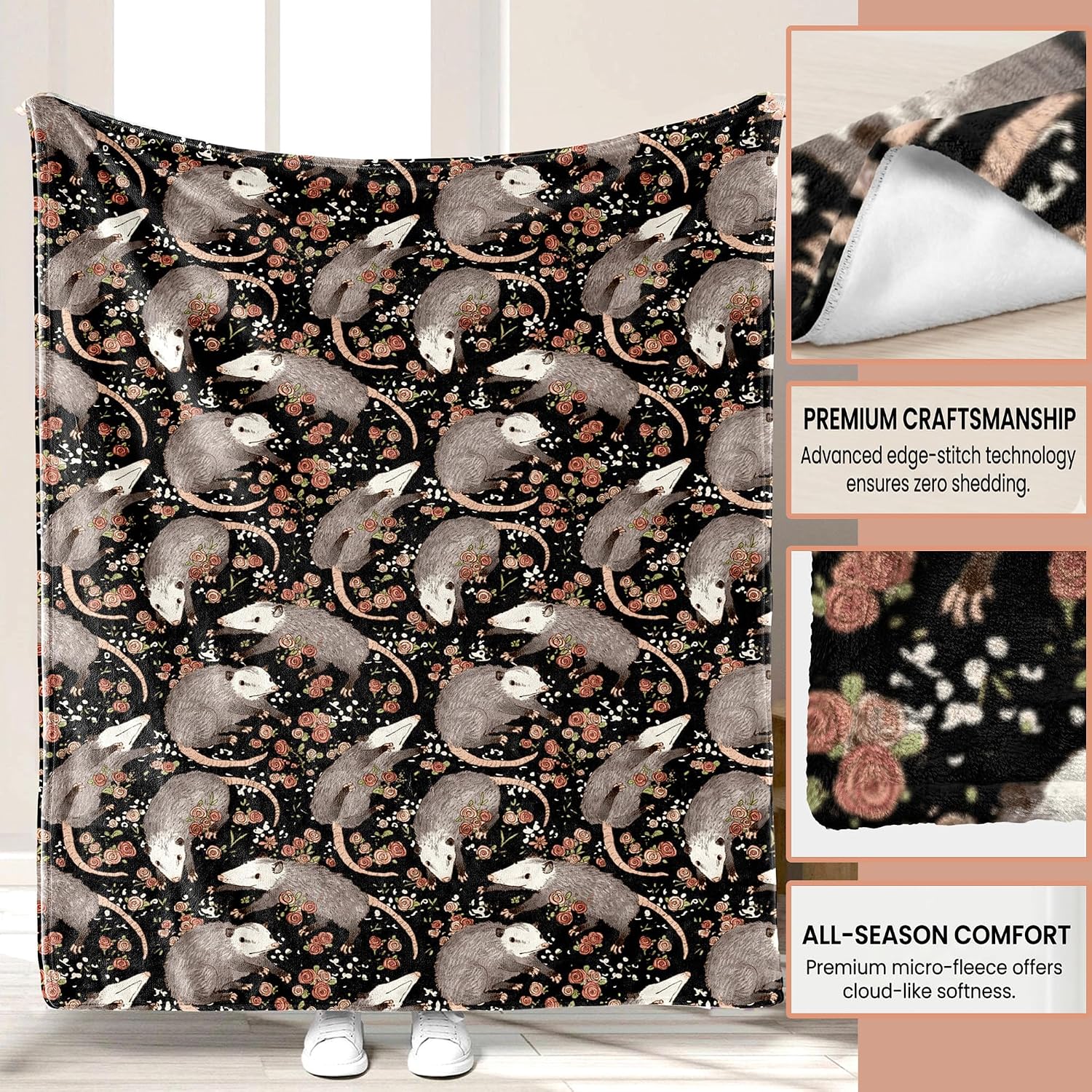 Possum Blanket Opossum Gifts for Women Men Opossum Blanket Cute image 3