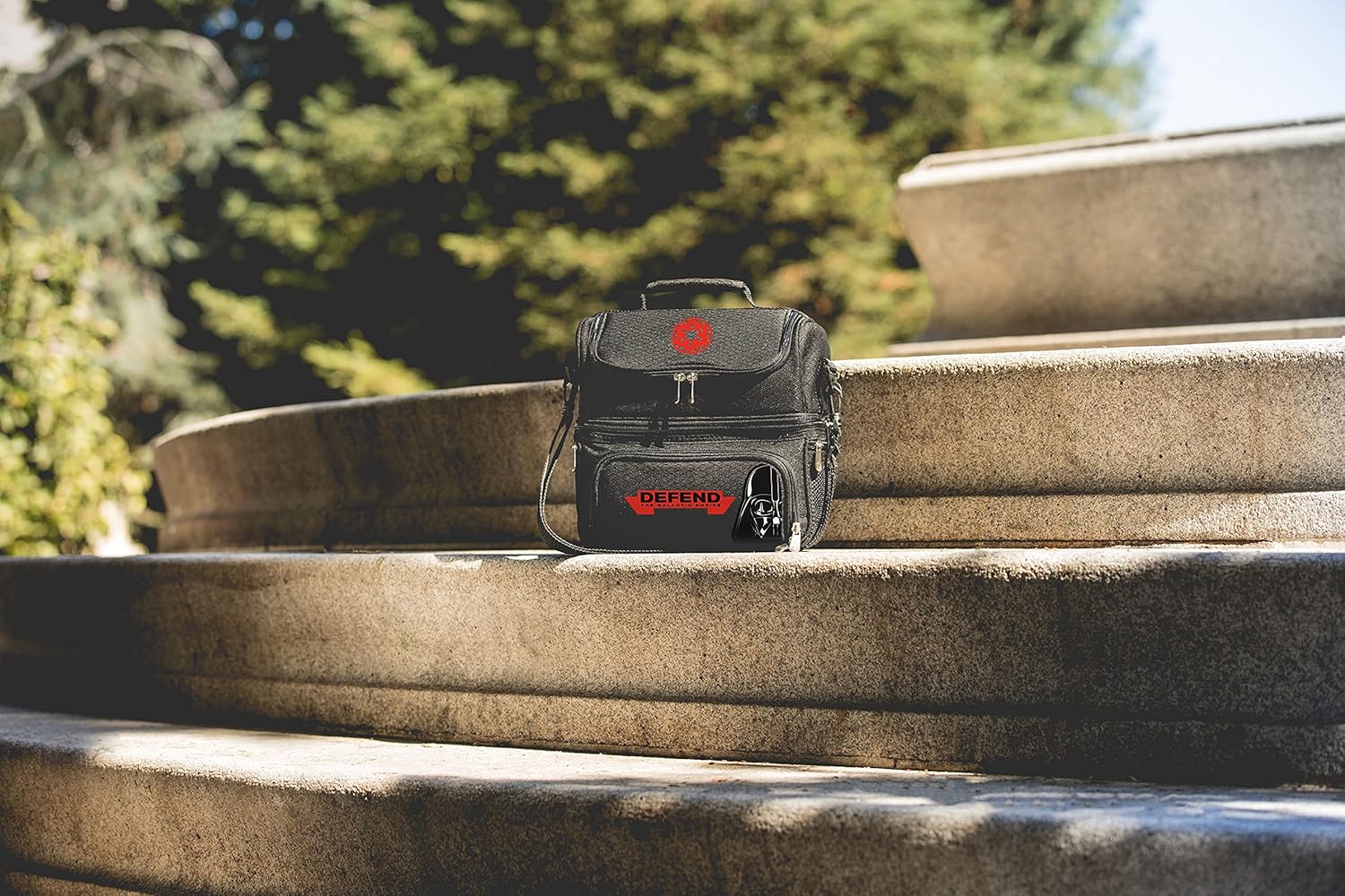 PICNIC TIME Star Wars Darth Vader Pranzo Insulated Lunch Box, Soft Sided Cooler Bag with Utensil Set, Dual Compartment Lunch Tote, (Black)