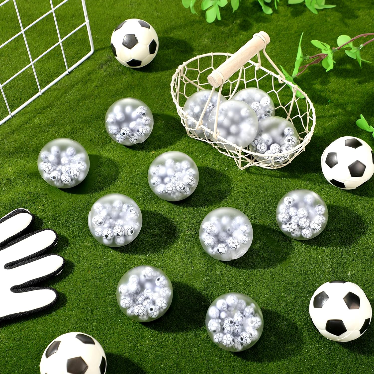 Shappy 12 Pcs Soccer Stress Relief Balls 2.36 Inch Acrylic Beads Fidget Stress Ball Sensory Toy Bulk Toy for Adults Asmr Therapy Toys for Gifts, Soccer Party Favors Fidget Anxiety Anger