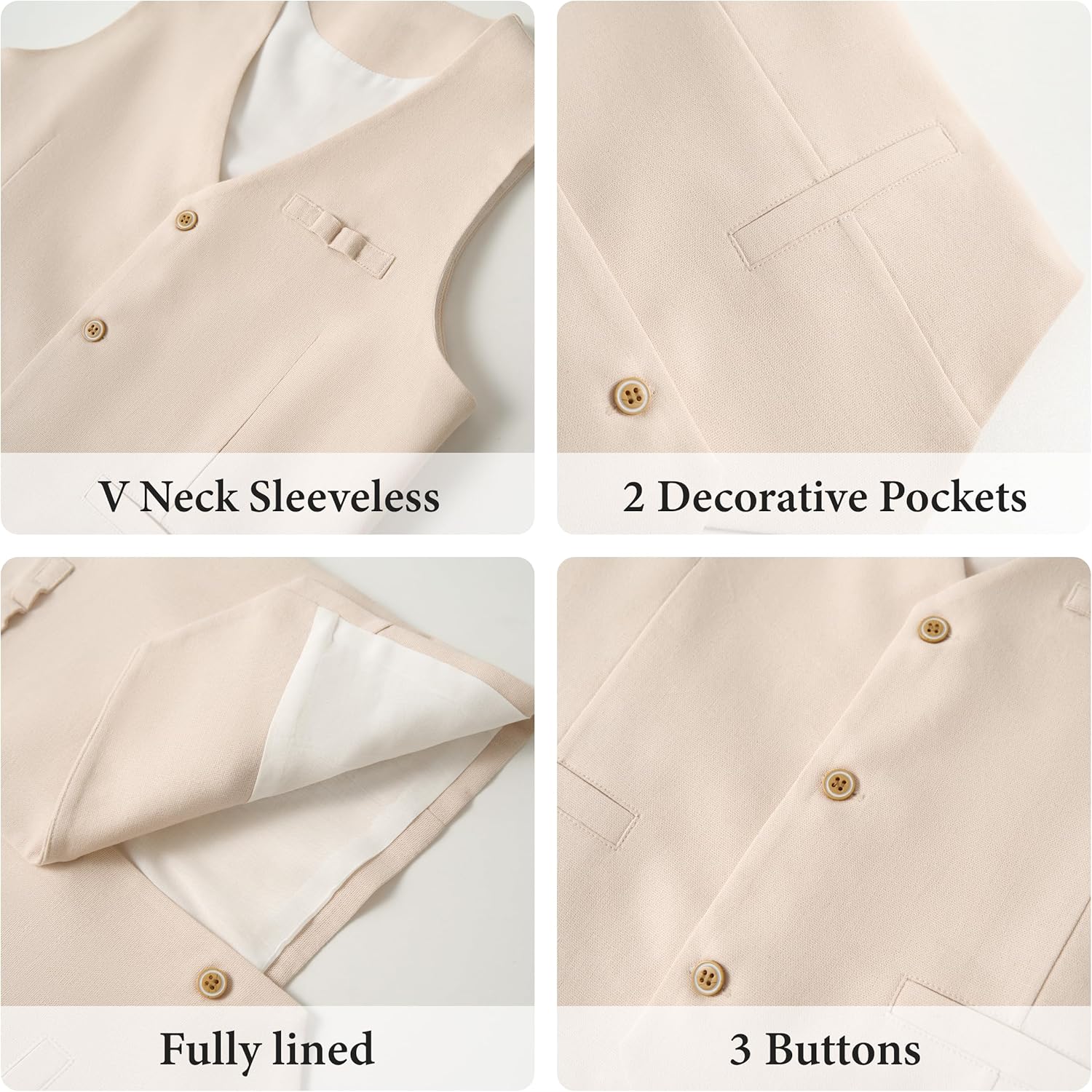 LOLANTA Boys Linen Suit Dress Clothes Kids Graduation Wedding Outfit 4 Piece Shirt Vest Pants Set with Bow Tie - Image 7