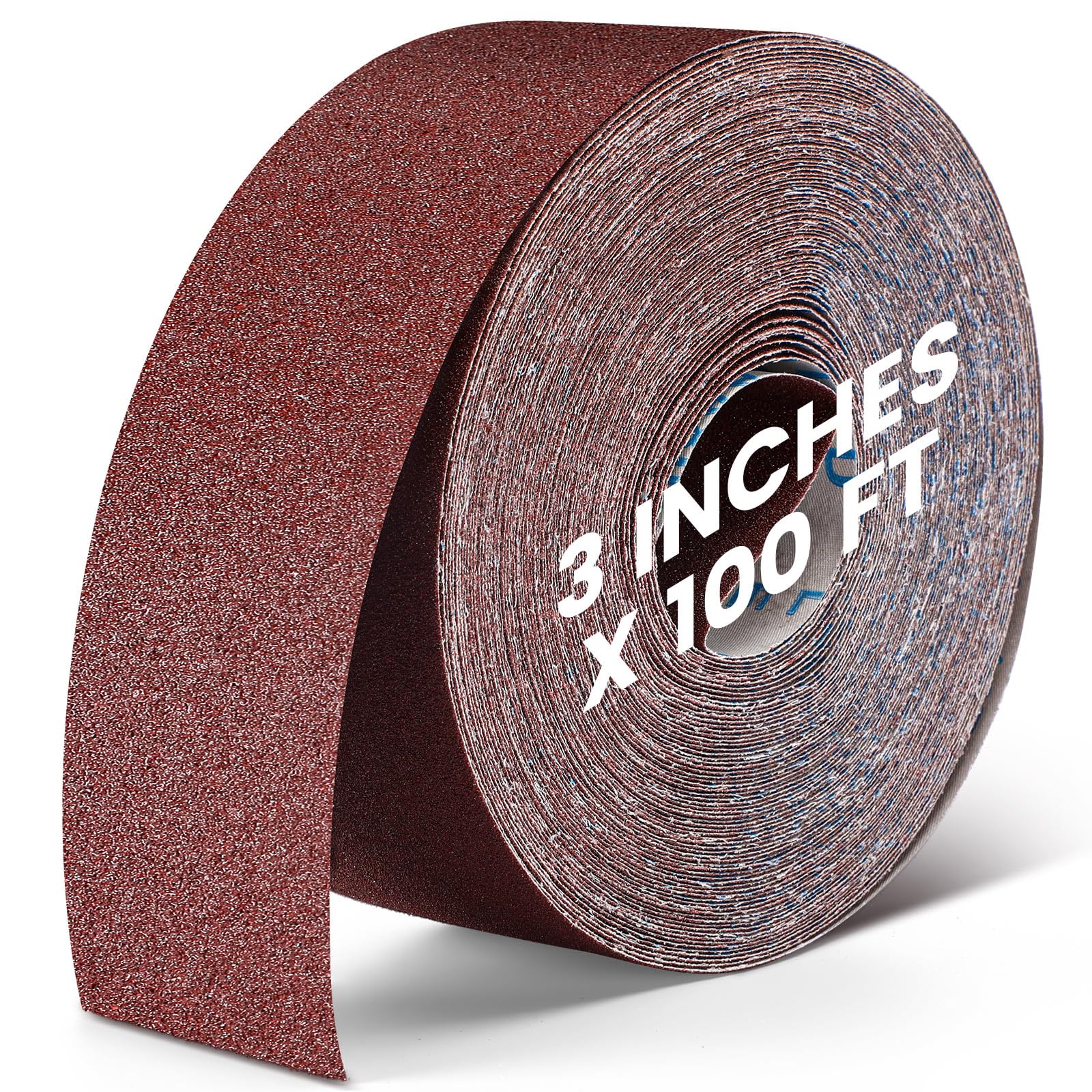 Rollos de papel de lija abrasivo de 3 pulgadas x 100 pies, rollo largo de tela de esmeril, cintas de lija para lijadora de tambor, papel de lija, rollo continuo, lijado húmedo y seco,