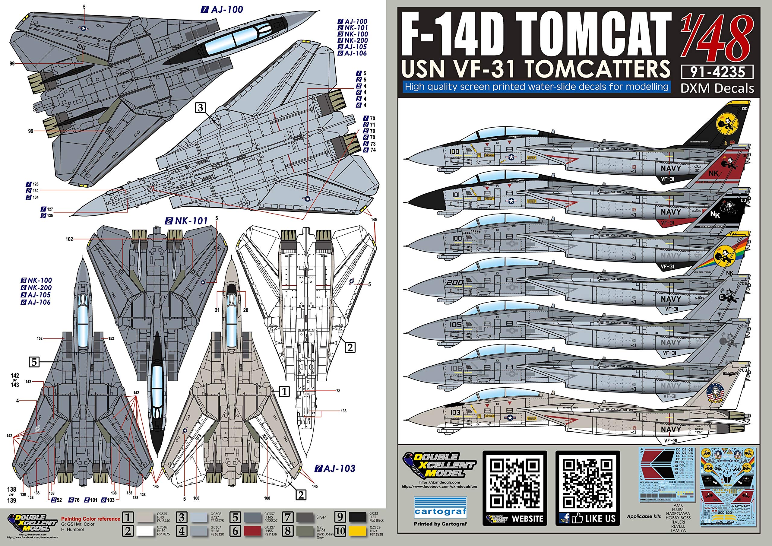 Amazon | DXMデカール1/48 USN F-14D Tomcat VF-31 