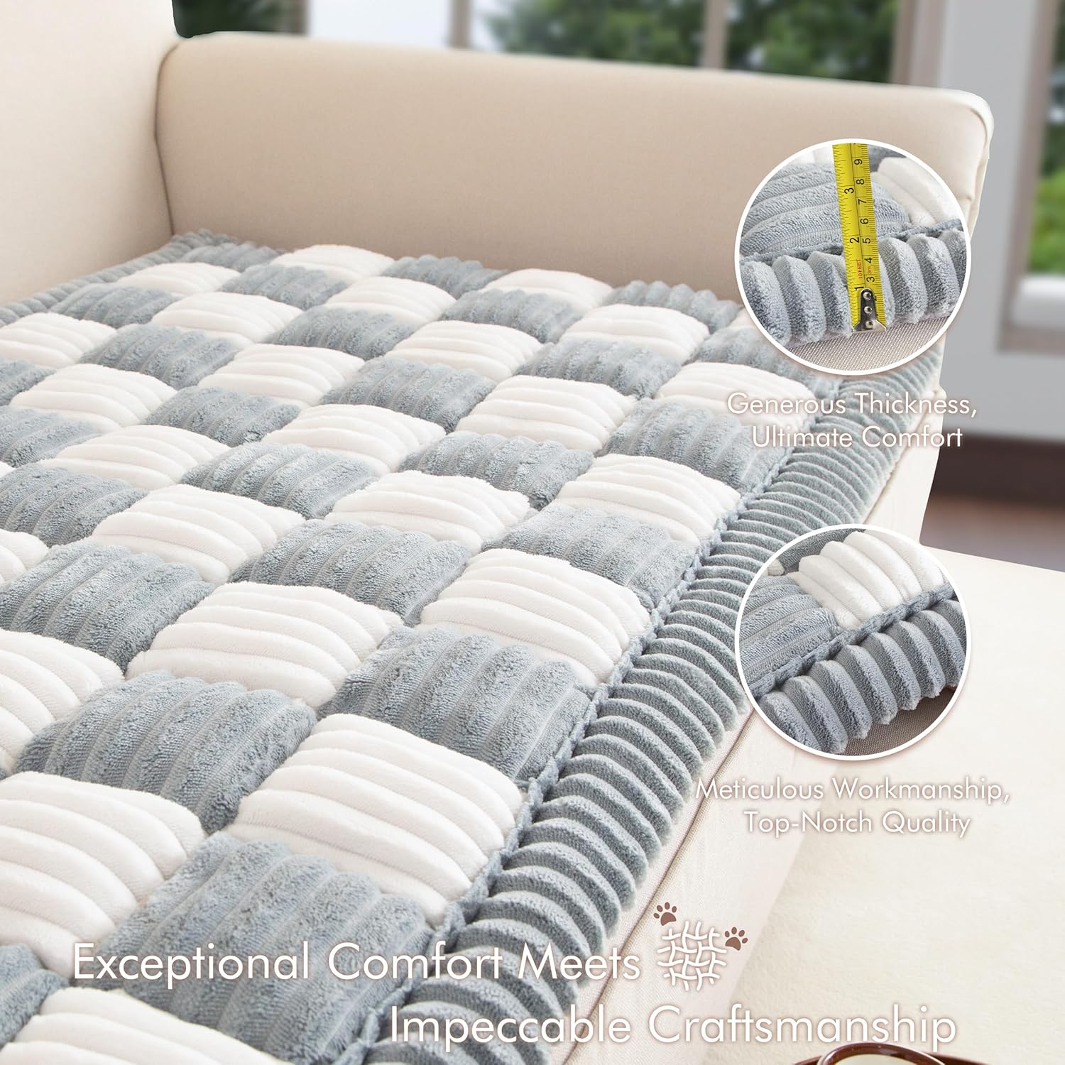 Couch Cover for Sofa, Sectional Couch Cover for Dogs, Sofa Cover Washable, Cushion Cover Blanket Pad Bed Mat for Pets, Fleece Furniture Protector, Grey, 27.6x82.7in