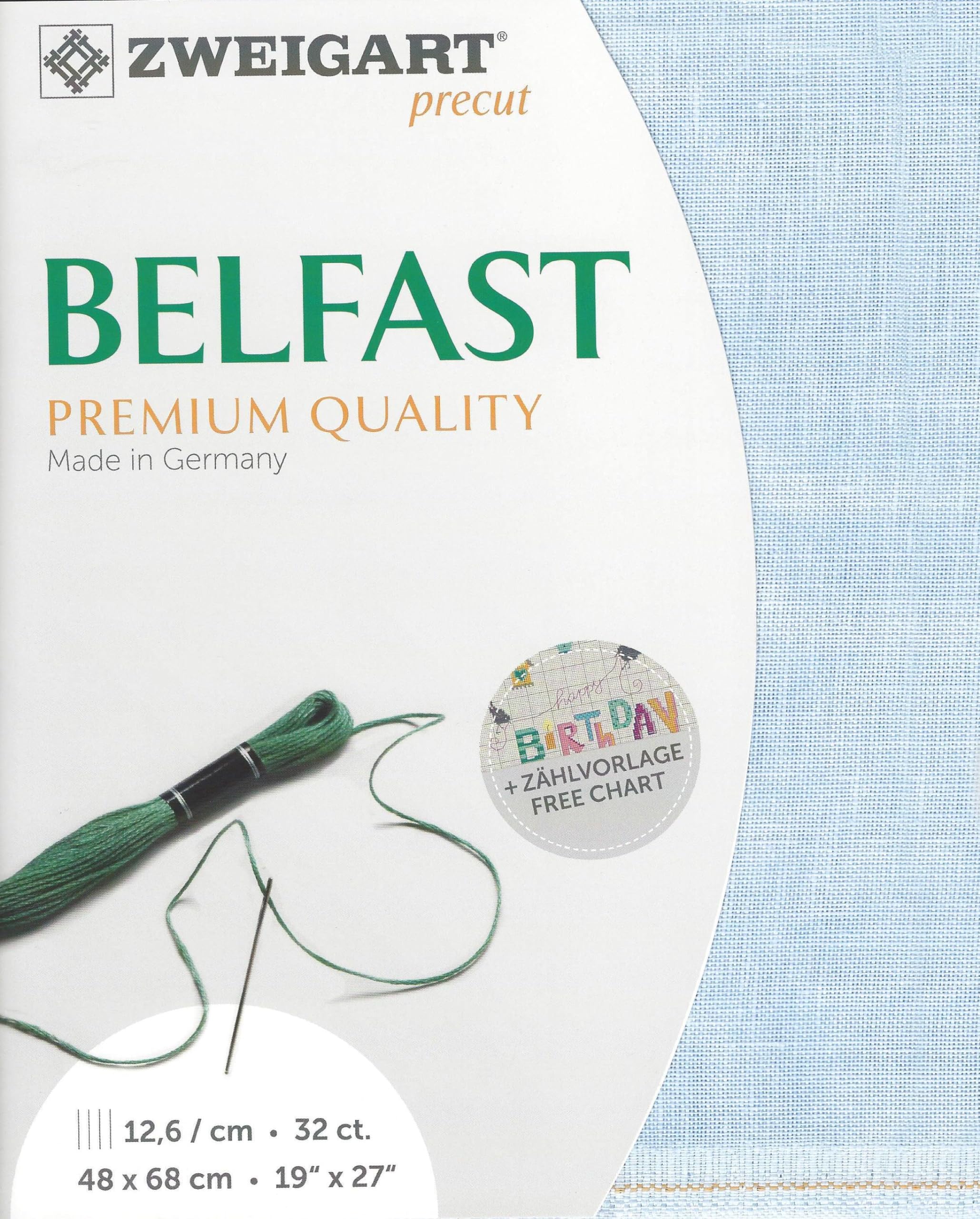 Precut Zweigart Belfast Vintage 32 Count Vintage Blue 3609/5139. Needlework Canvas, Cross Stitch Fabric, Embroidery Canvas 100% Linen