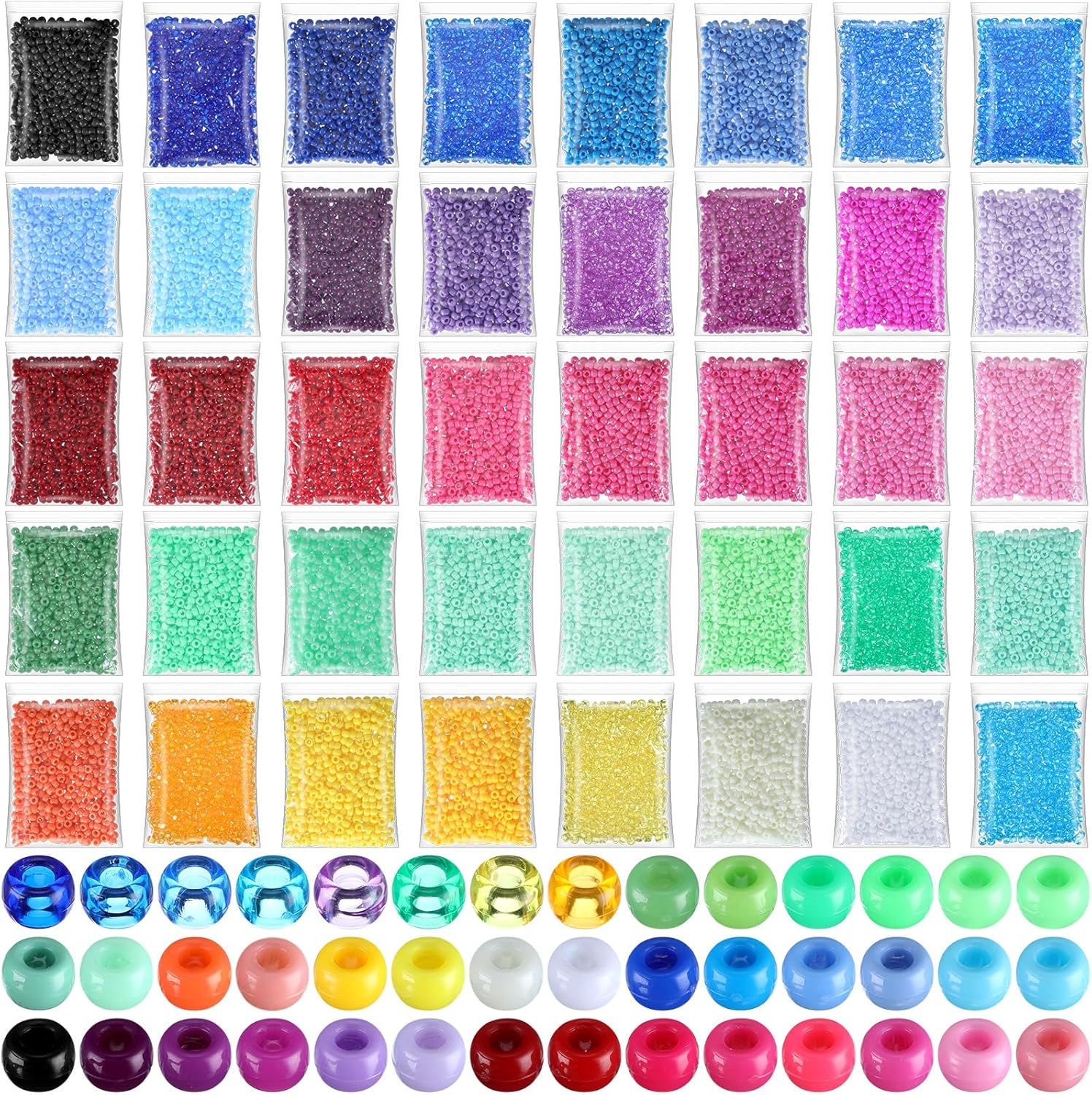 21000 Pcs Pony Beads Bulk 6 x 9 mm Plastic Kandi Beads for Bracelet for Multicolor Craft Making Rainbow Necklace Jewelry Key Chain DIY Braids(40 Colors)