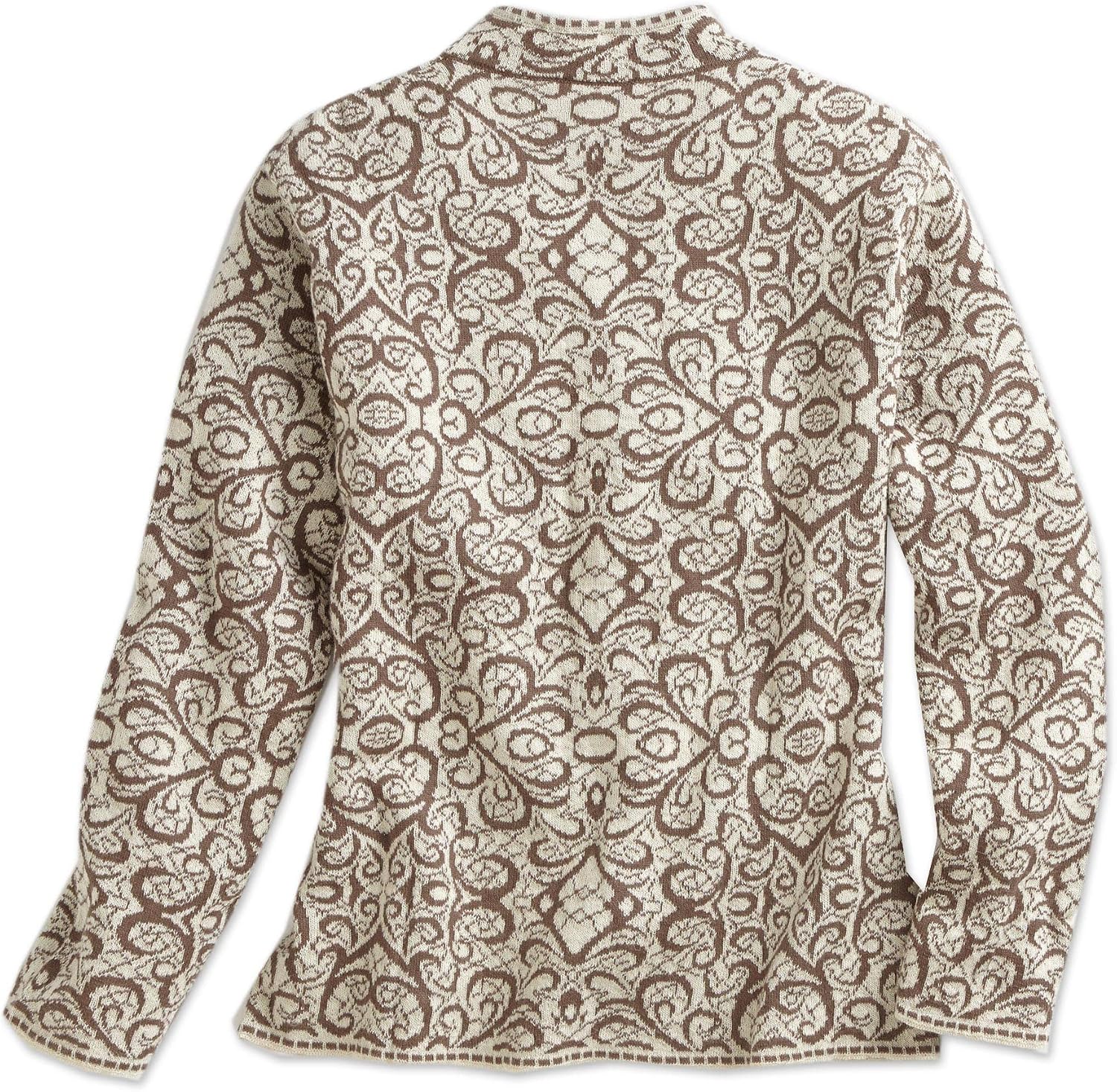 NOVICA Artisan Handmade Alpaca Blend Cardigan Jauja Wool Clothing Sweater Beige Patterned Peru NAT Geo Sale 'Jauja Lace'