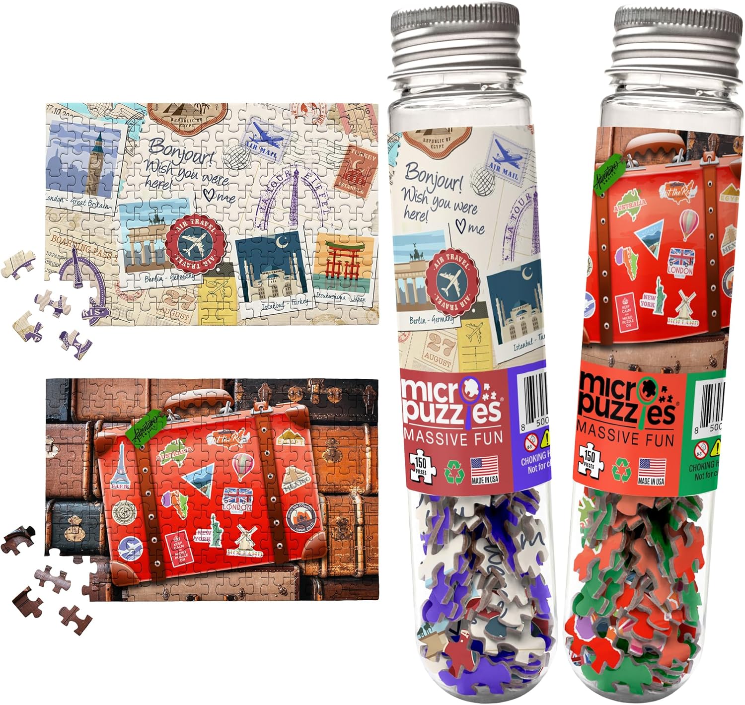 MicroPuzzles “Travel” 2Pack Mini Puzzles for Adults, 150